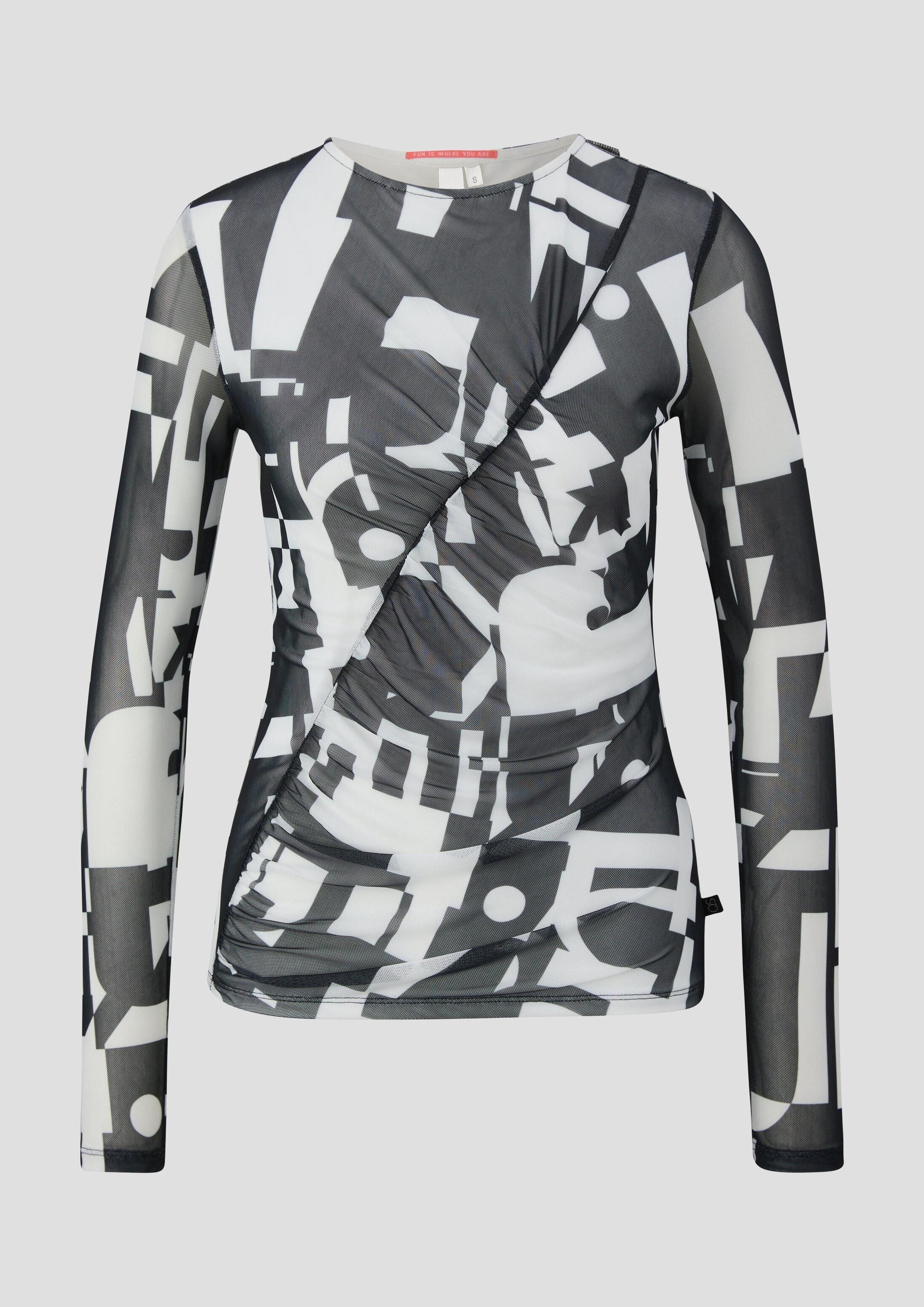 QS Langarmshirt T-Shirt Mesh-Shirt mit All-over-Print