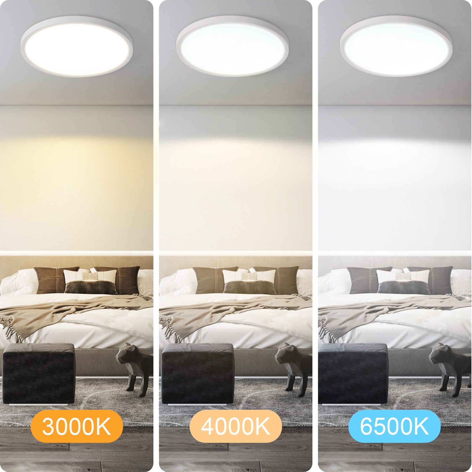 Nettlife LED Panel Flach Dimmbar Deckenleuchte 30cm Rund Weiß 24W zimmer, D günstig online kaufen