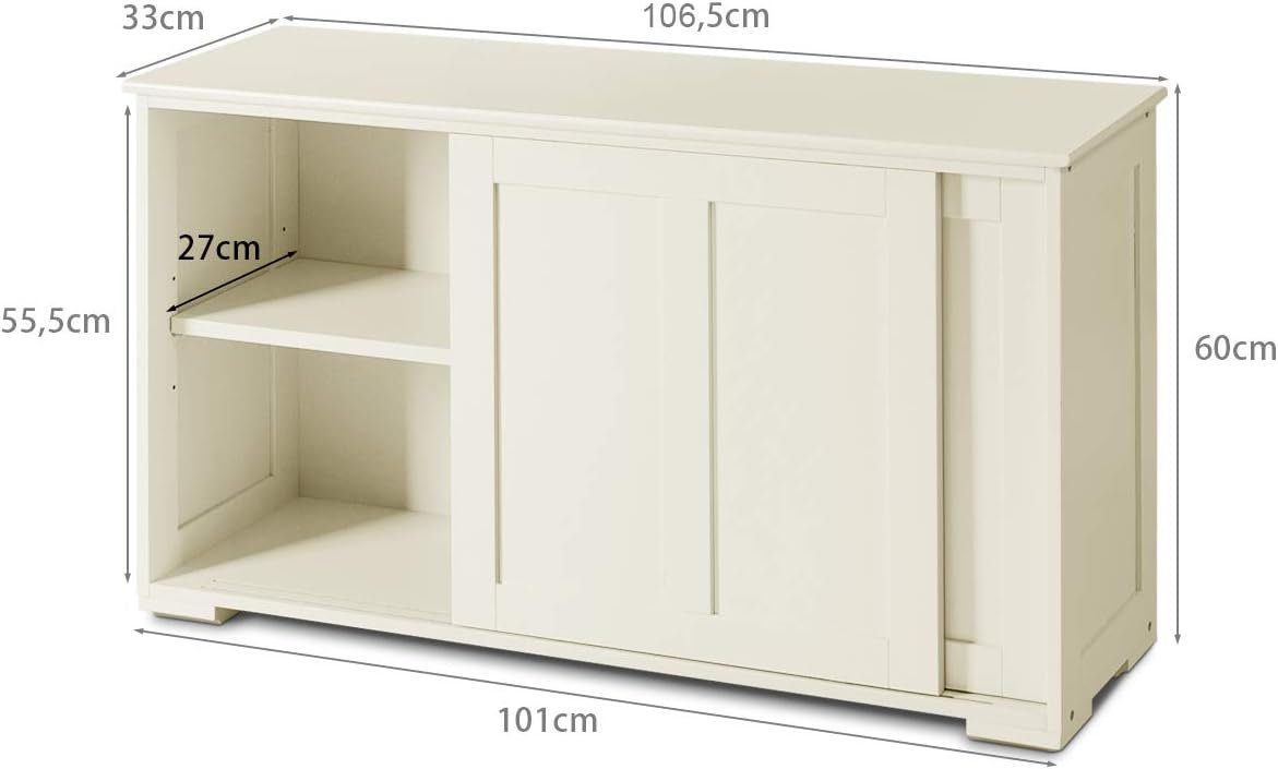 KOMFOTTEU Sideboard Weiß Küchenschrank Wohnzimmerregel