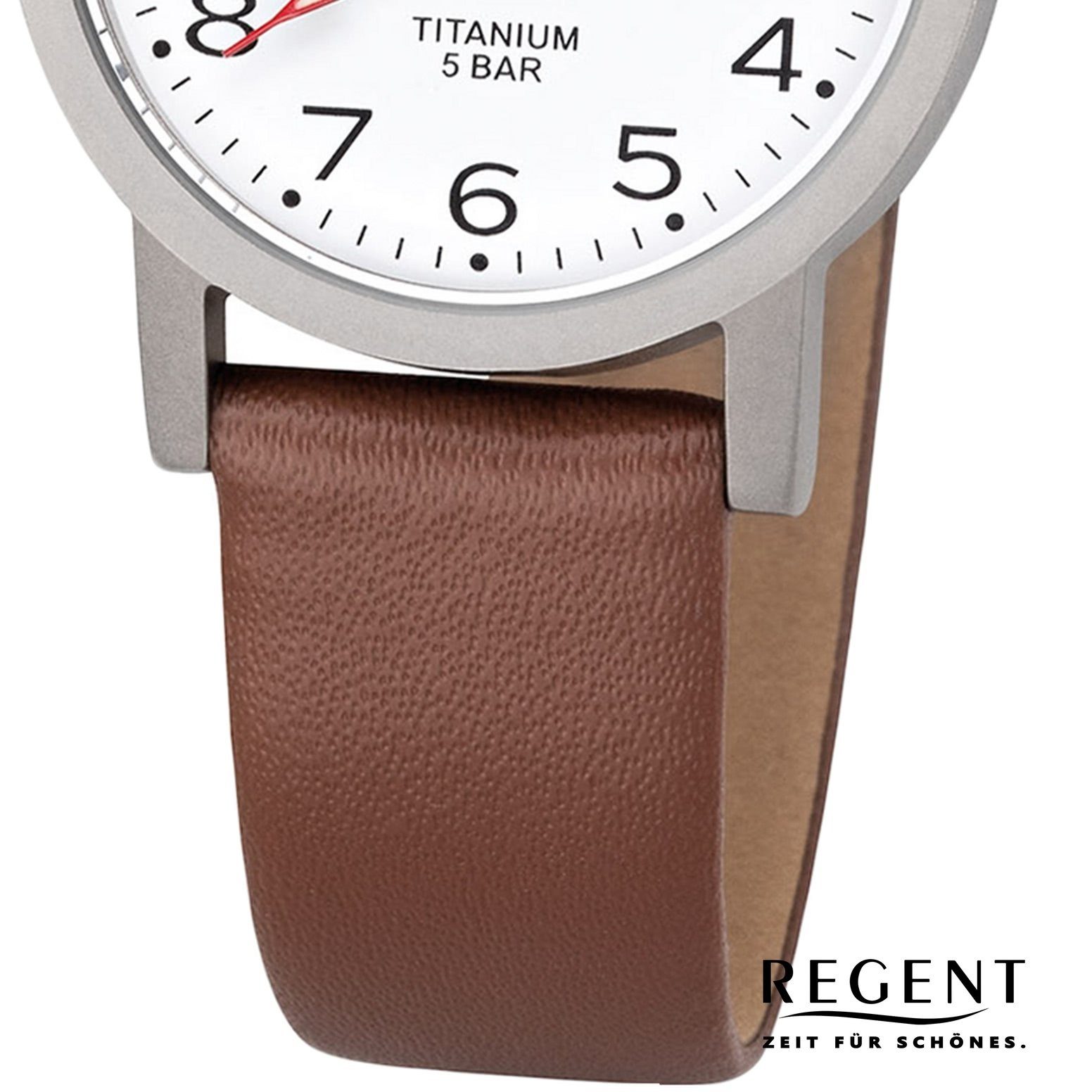 Damen Regent 27mm), Quarzwerk, (ca. F-1213 Lederarmband Leder Regent Armbanduhr rund, klein Damen Uhr Quarzuhr