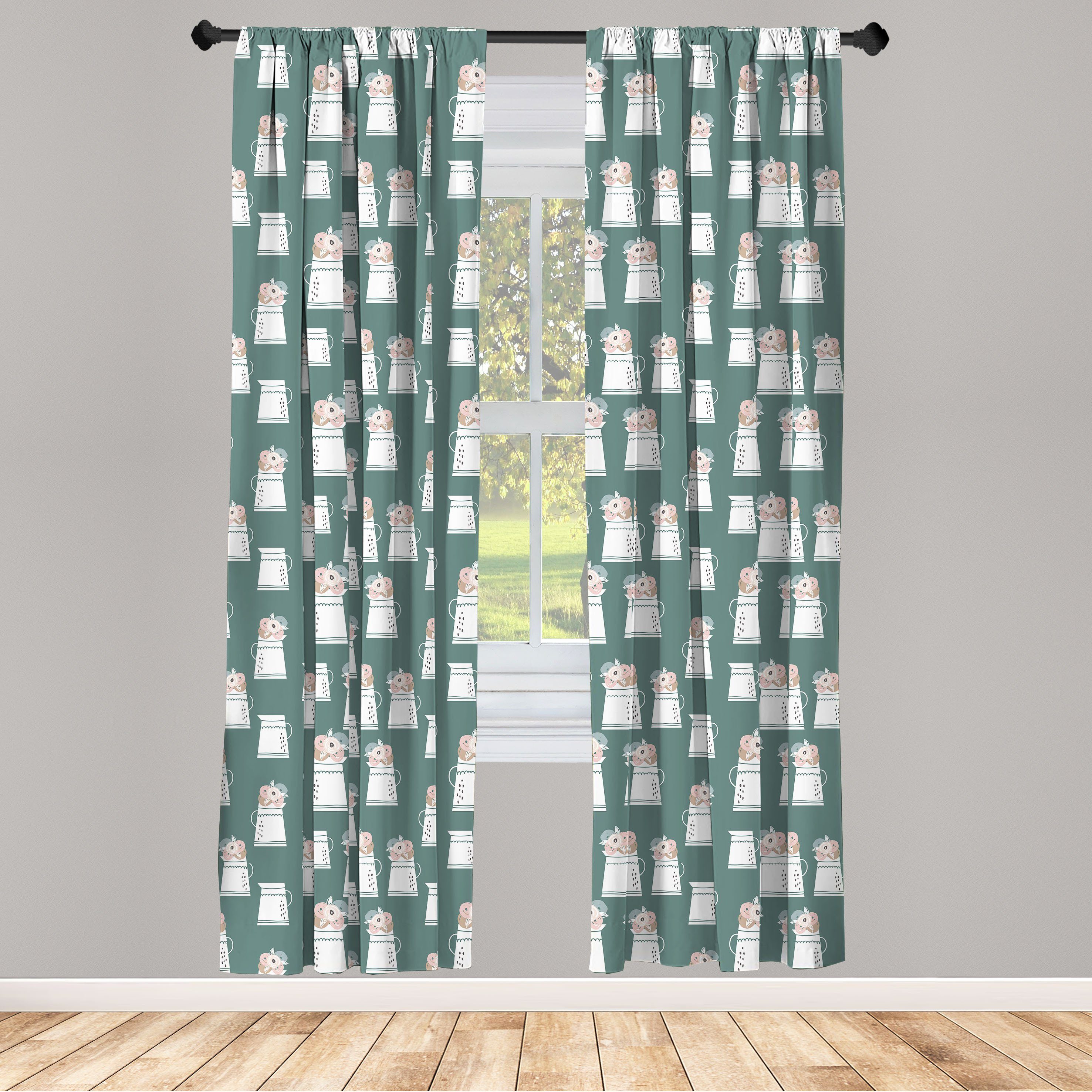 Gardine Vorhang für Wohnzimmer Schlafzimmer Dekor, Abakuhaus, Microfaser, Blume Gekritzel-Kunst-Natur-Blüte