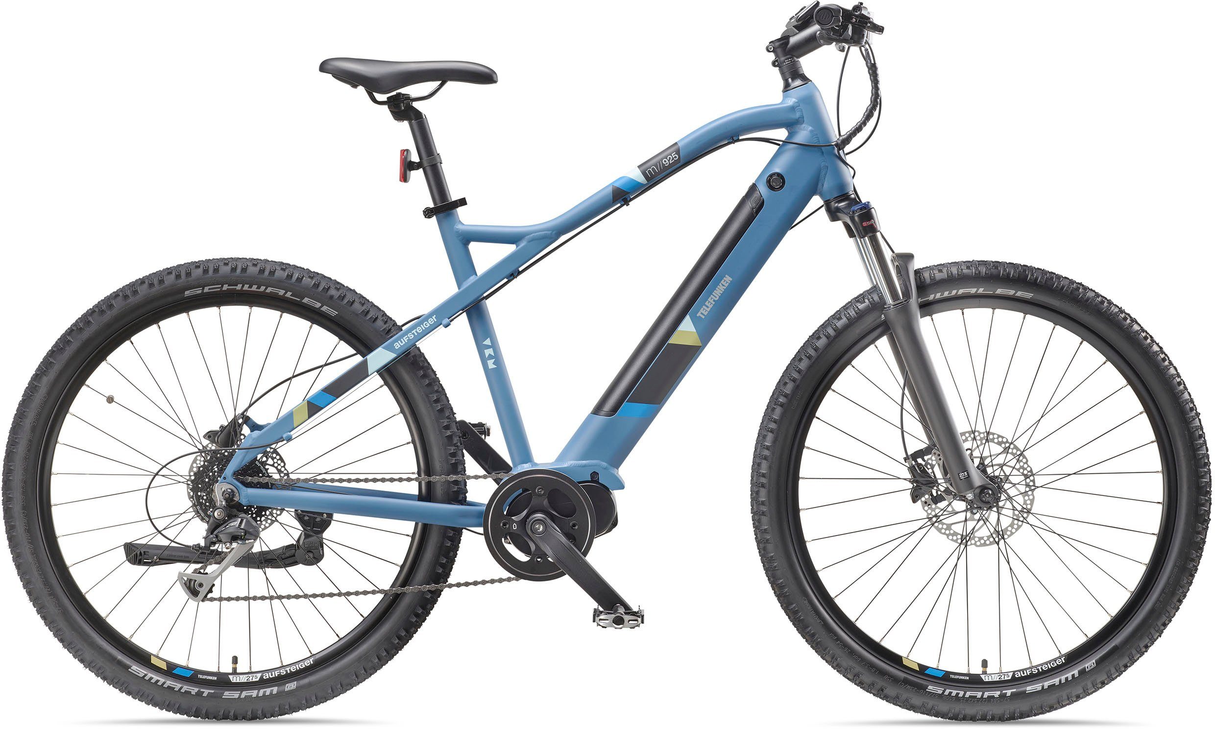 Telefunken E-Bike Mountainbike Aufsteiger M925, 8 Gang Shimano Acera Schaltwerk, Kettenschaltung, Mittelmotor, 504 Wh, Pedelec, Elektrofahrrad für Damen u. Herren, MTB