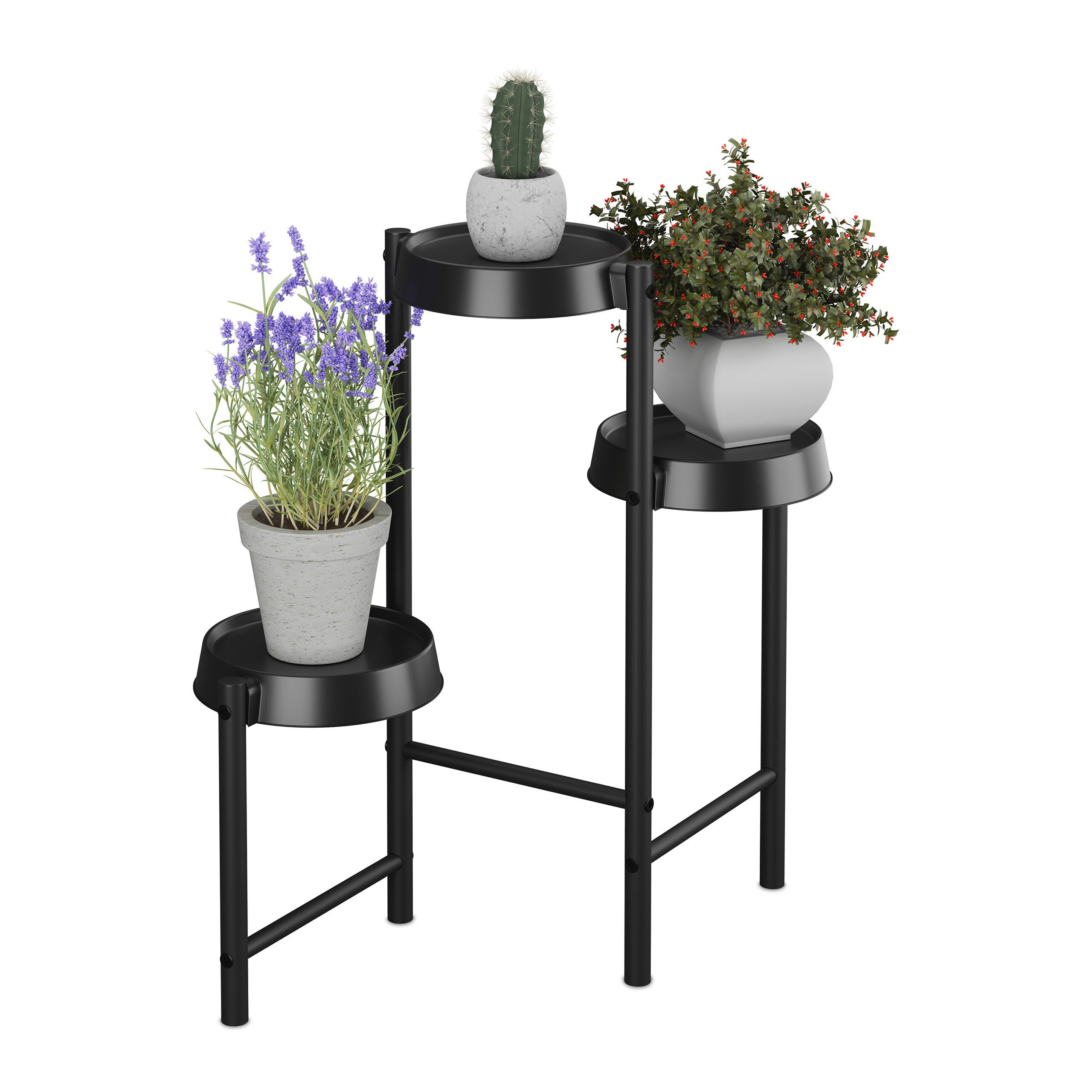 relaxdays Blumenständer Pflanzenständer Metall & Kunststoff, schwarz günstig online kaufen