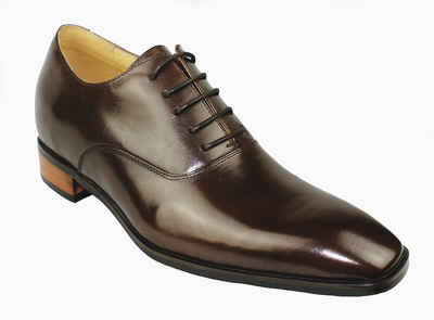 Mario Moronti Monza braun Gummisohle Schnürschuh + 7 cm größer, Schuhe mit Erhöhung, Schuhe die größer machen