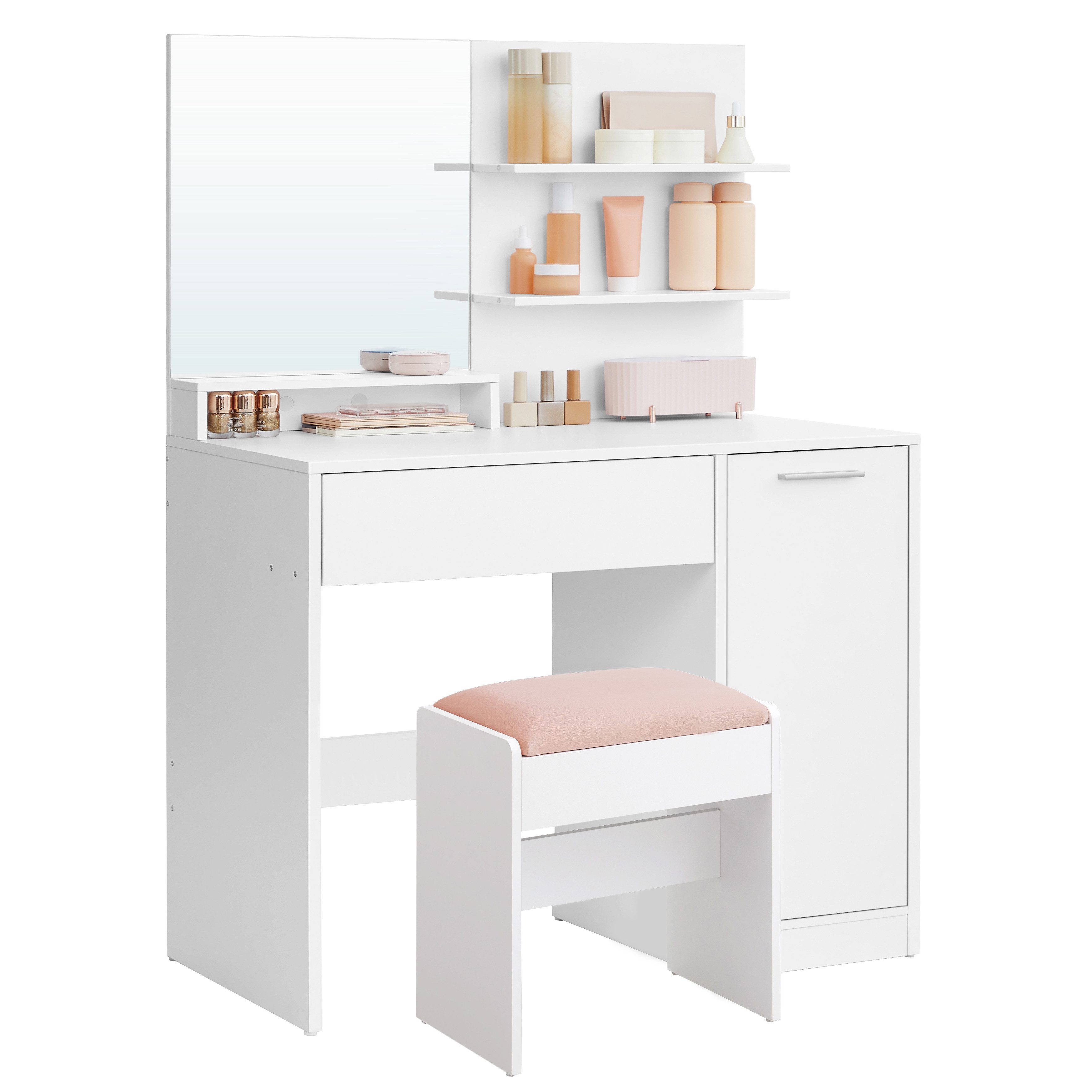 VASAGLE Schminktisch Frisiertisch, Kosmetiktisch, Schublade und offene Abla günstig online kaufen