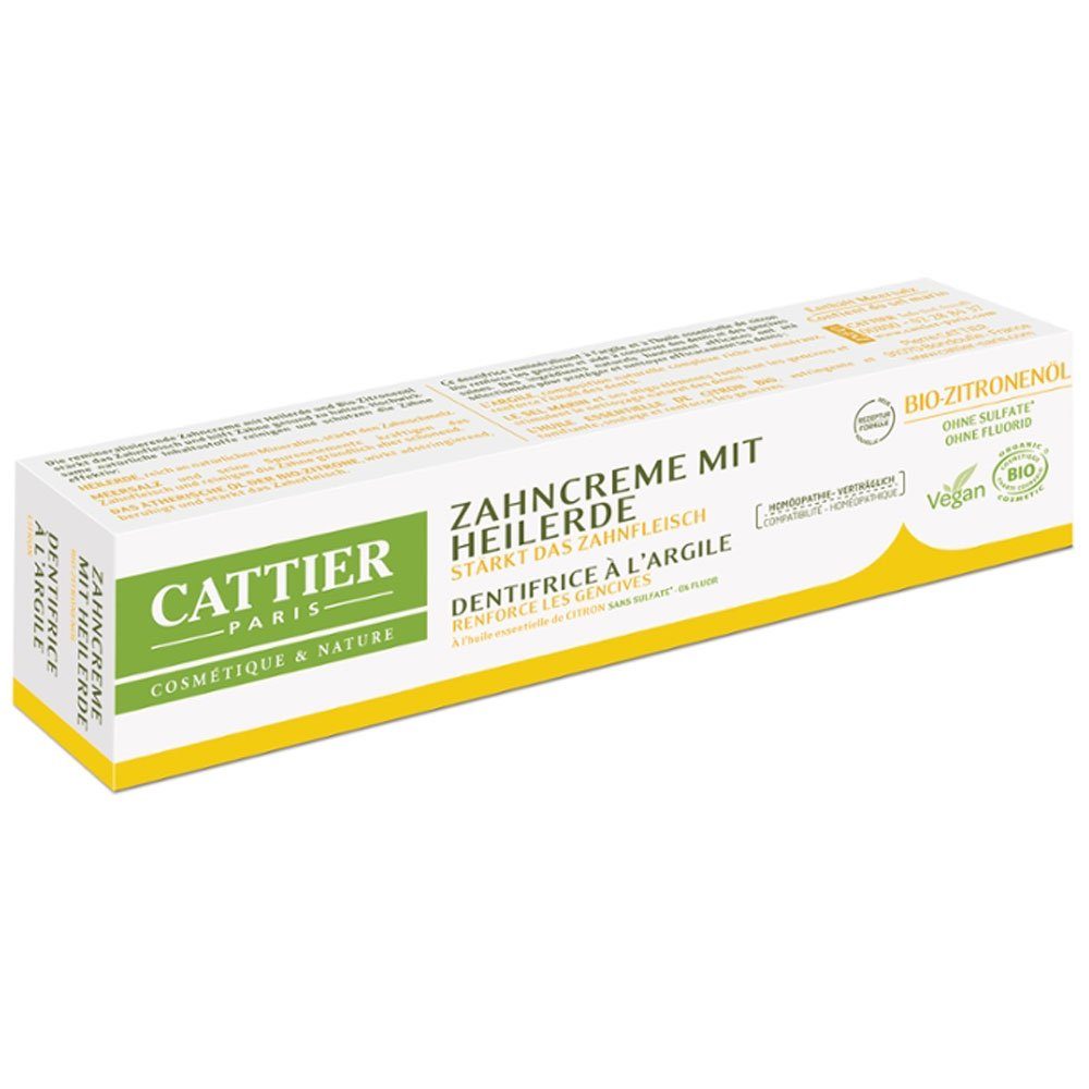 Cattier Paris Zahnpasta Heilerde Zahncreme Zitrone, 75 ml