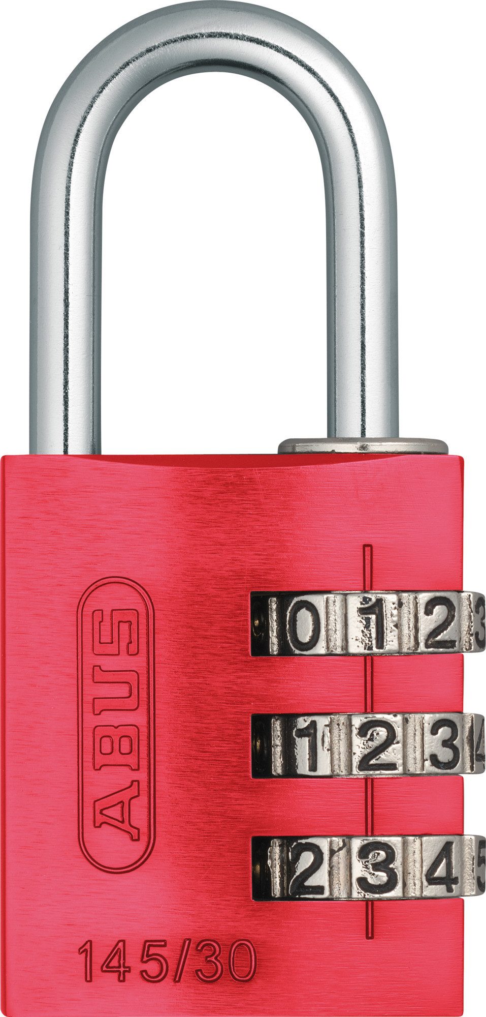 ABUS Vorhängeschloss Zahlenschloss 145/30 in rot, Sicherheitsklasse 3, Komfortable Bedienung ohne Schlüssel, geringes Gewicht