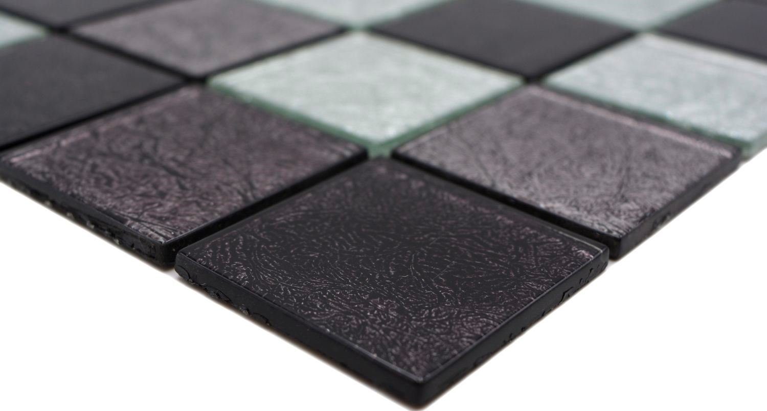 schwarz Struktur grau Metall Mosaikfliese Optik Glasmosaik Mosaikfliesen Mosani silber
