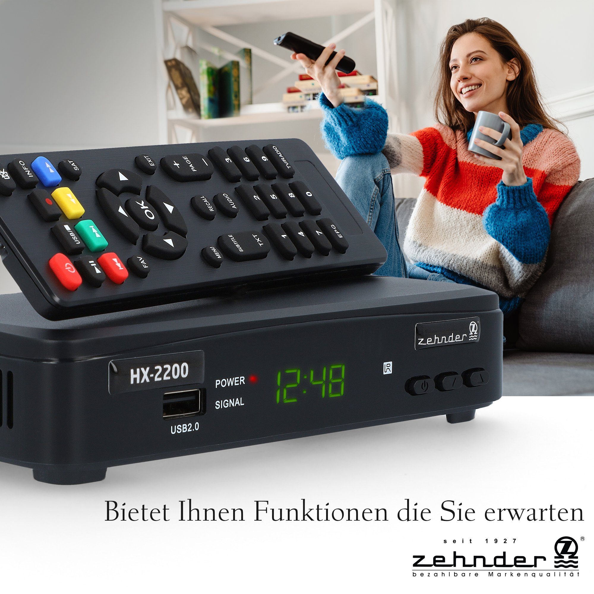 SCART, - SAT-Receiver Coaxial, Camping tauglich) Einkabel (Aufnahmefunktion, 12V PVR ready USB, HDMI, HX-2200 Zehnder