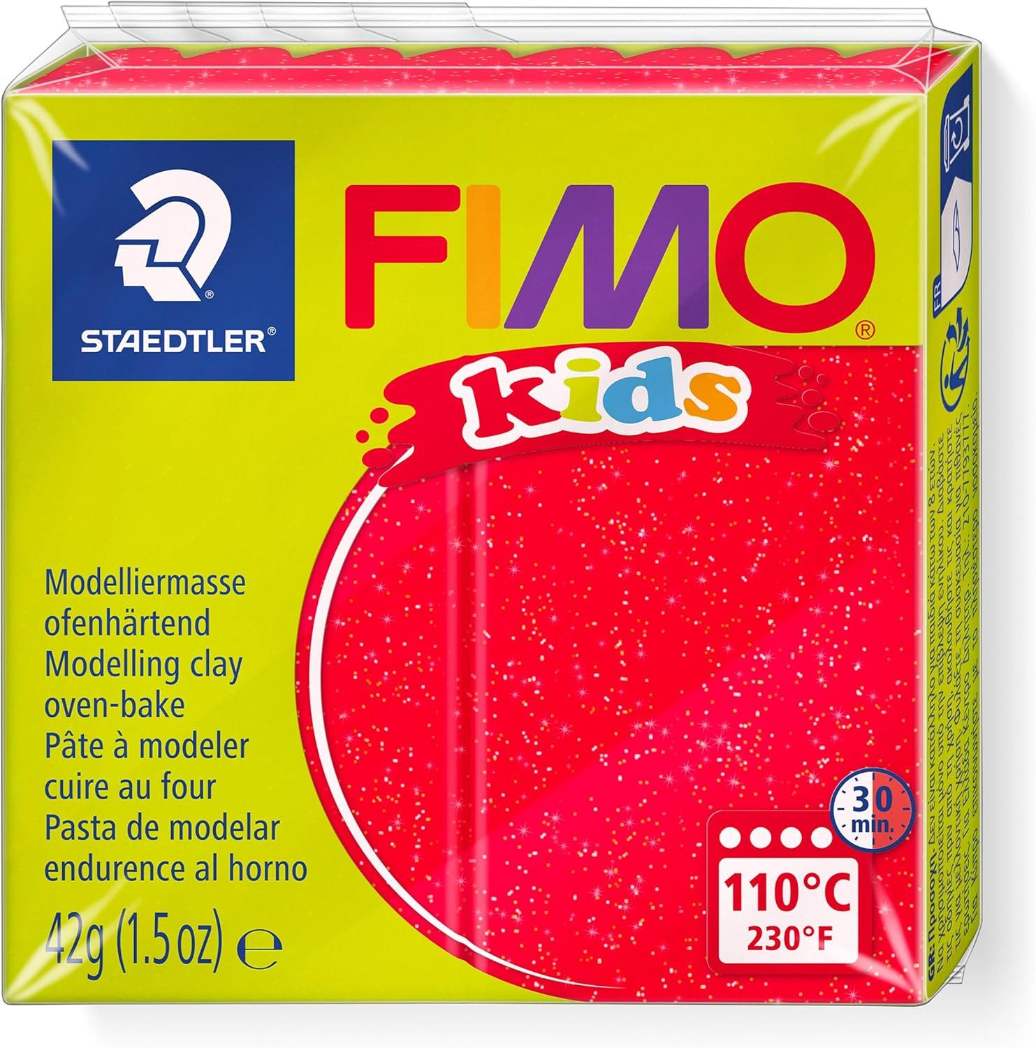 FIMO Knete FIMO kids Modelliermasse rot glitter 42g - weich & kreativ