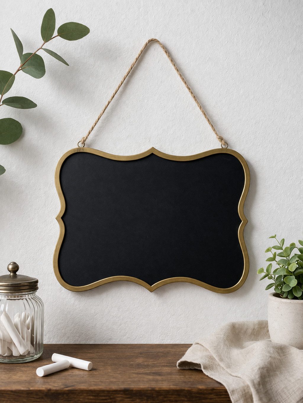 MarieAnn No.25 Memoboard Zinktafel Wandtafel mit Rosenmotiv und Juteaufhänger grau, Beschriftbare schwarze Tafelfläche