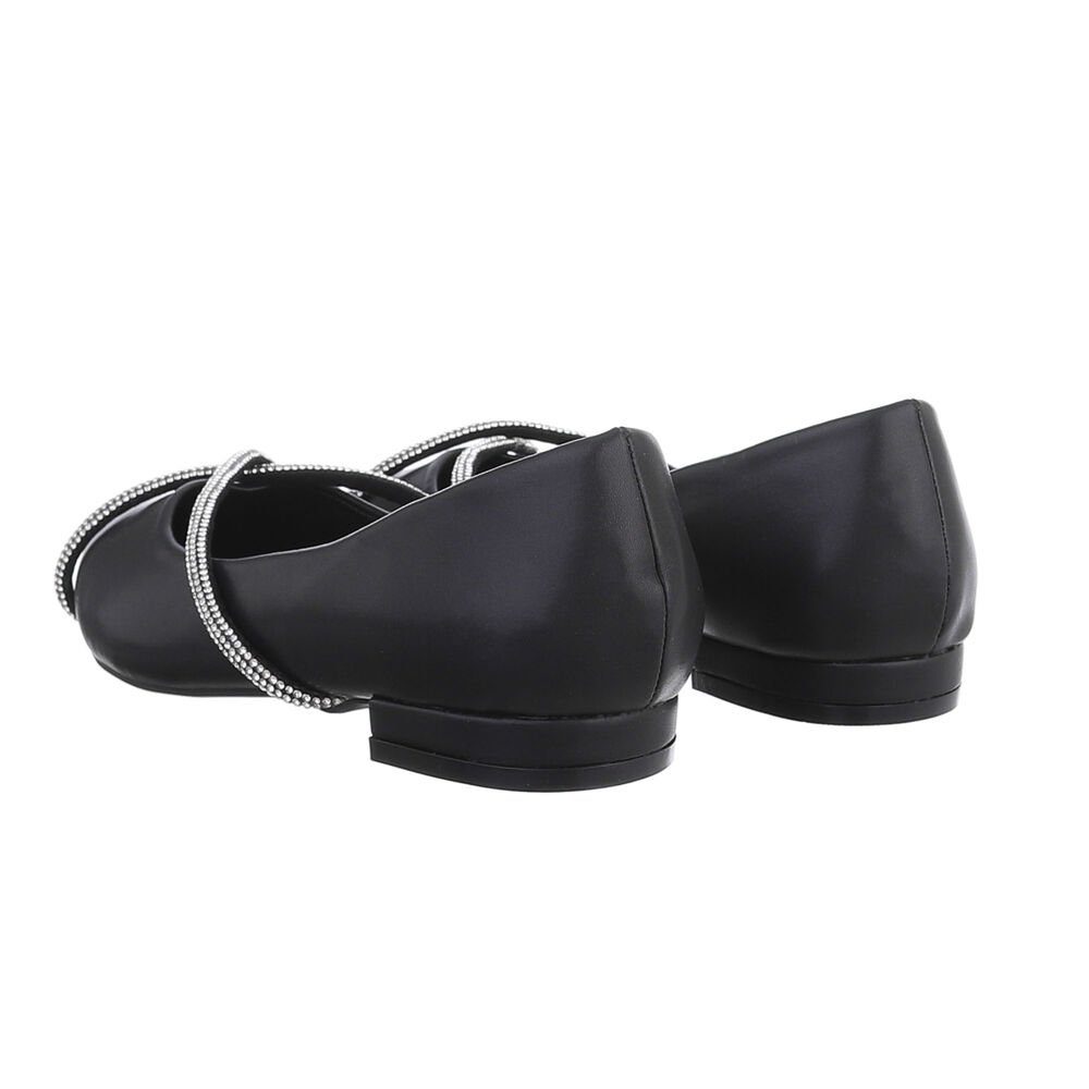 Ital-Design Damen Schlupfschuhe Party & Clubwear Ballerina Blockabsatz Klassische Ballerinas in Schwarz