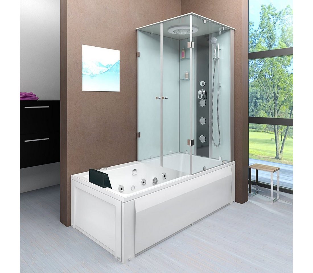 Thumbnail - AcquaVapore Grossraumdusche Whirlpool Dusche Kombination K05-L00-WP-EC Duschtempel 180x90 cm, Sicherheitsglas ESG, inklu...