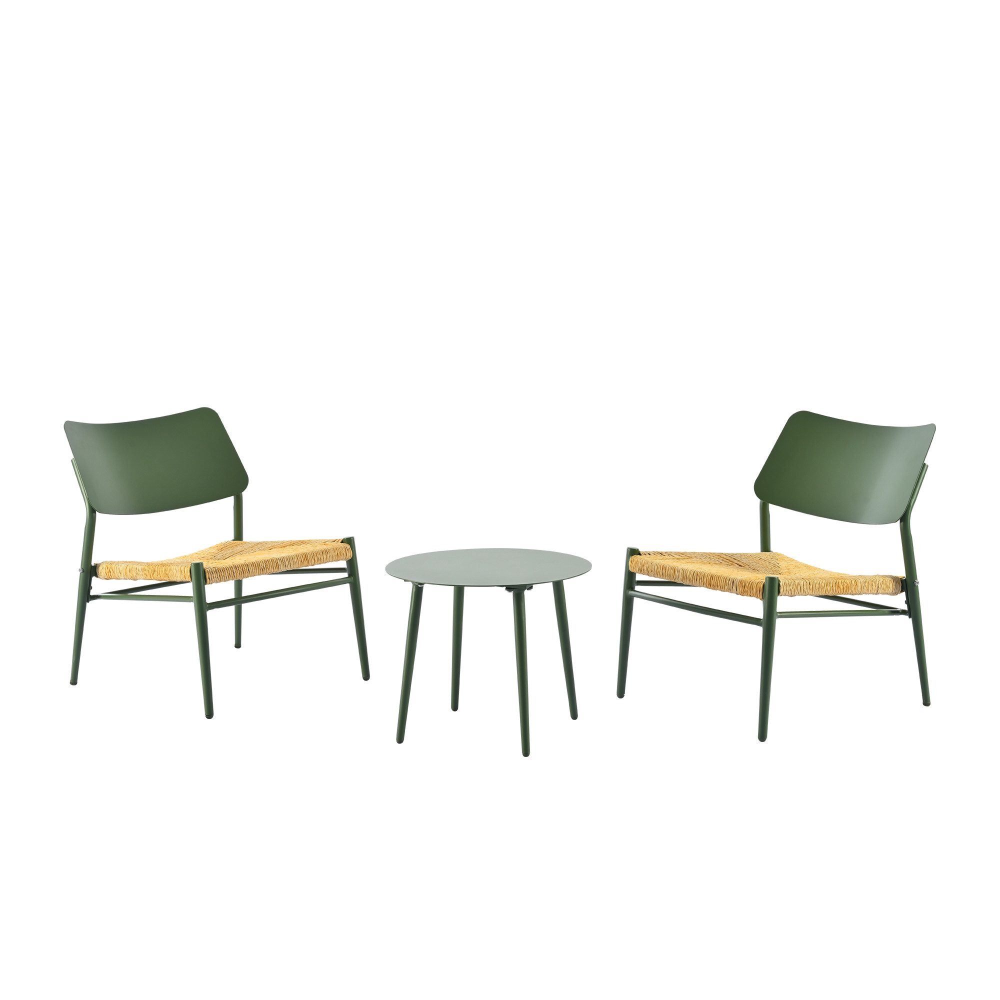 Sitzgruppe, (3-tlg., Gartenmöbel-Set mit Couchtisch und 2 Stühlen), Sitzgarnitur aus Aluminium, Sitze aus Polyrattan, für Balkon Terrasse