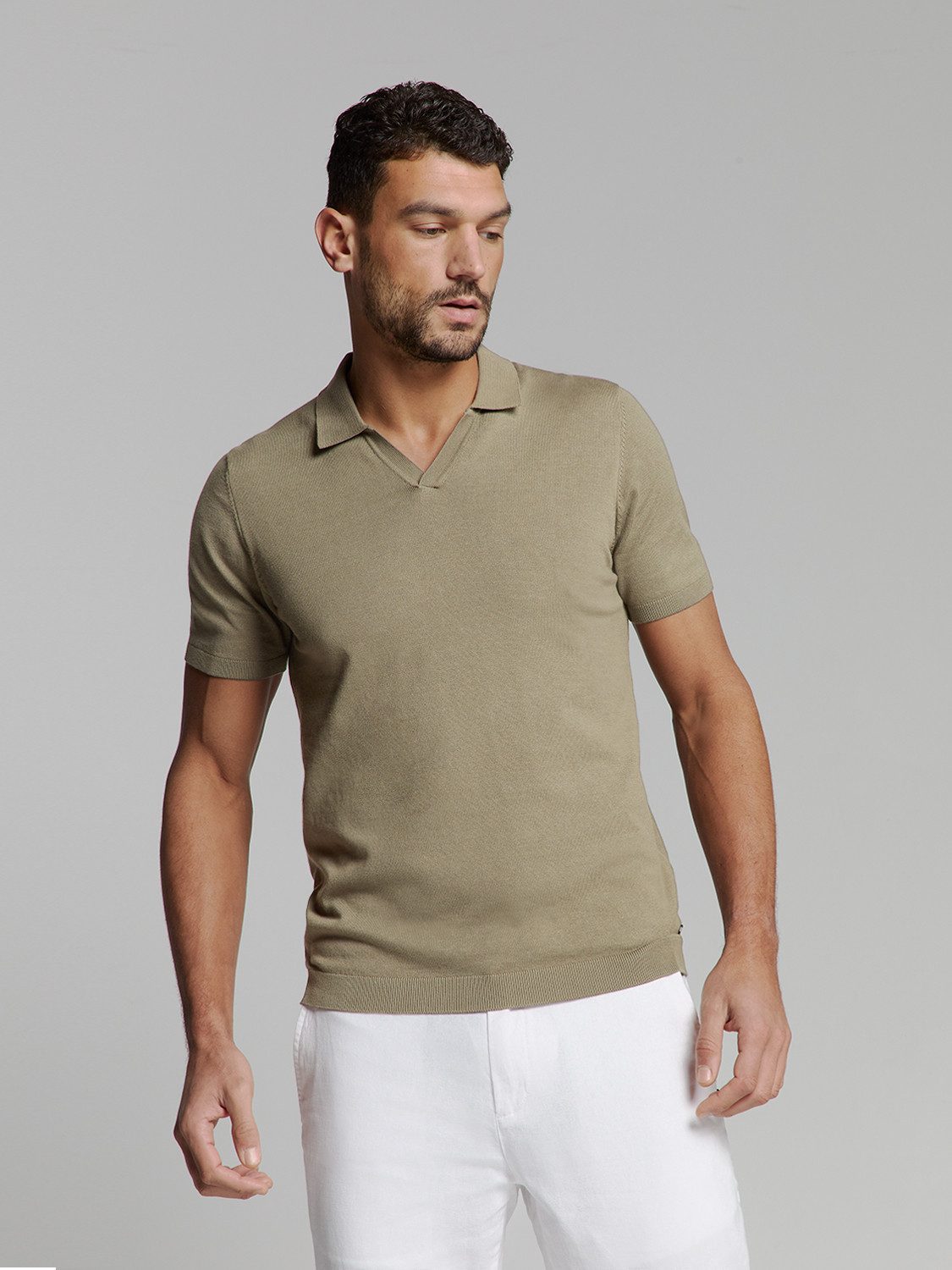 NO EXCESS Poloshirt Pullover Short Sleeve Polo V Solid