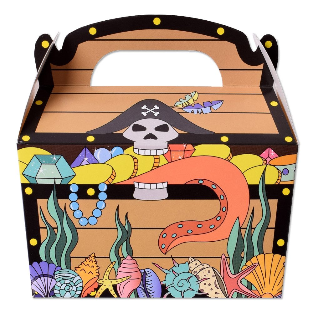 TE-Trend Faltbox 12 Stück Schatztruhe Kinder Piraten Geschenkbox Schatzkiste Box  (12 St., verschließbar), mit Henkel