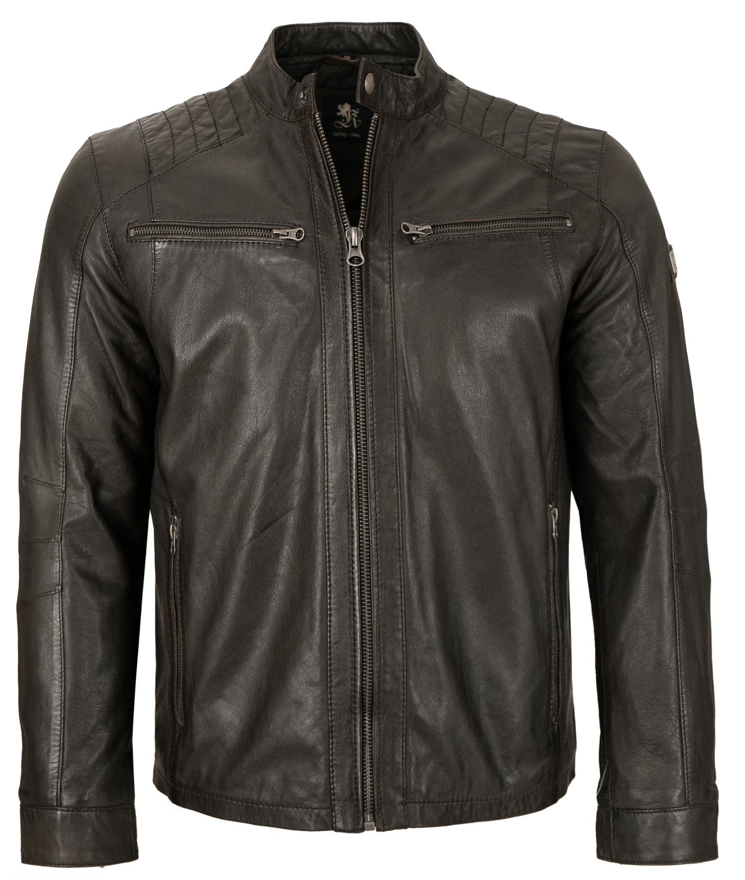 Otto Kern Lederjacke Pamir OTTO KERN - Herren Echtleder Lederjacke Lammnappa dunkelbraun antik