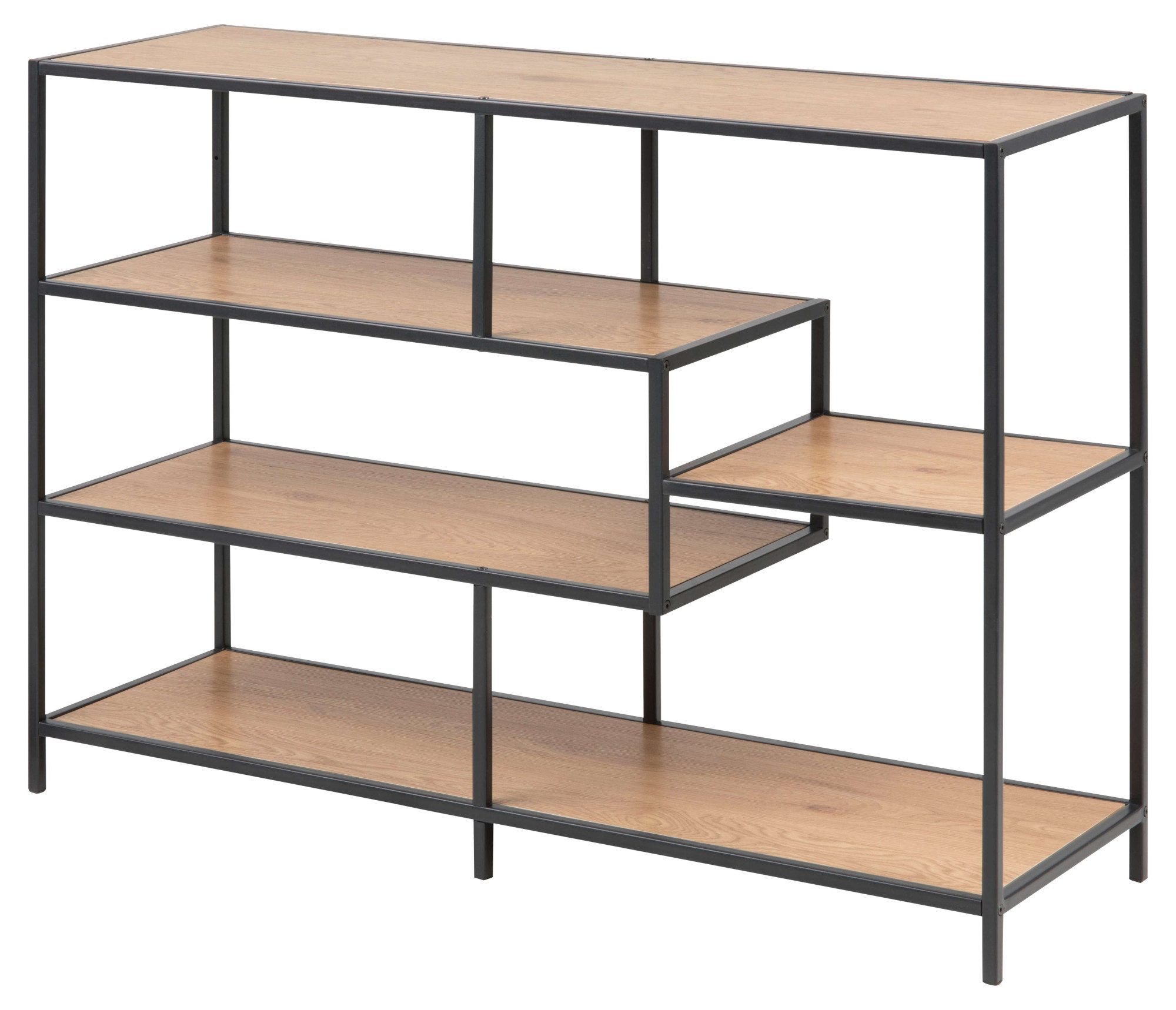 ACTONA GROUP Bücherregal Seaford - Mehrzweckregal & Raumteiler, modern, Metall, Asymmetrisch, stabil & viel Stauraum, zeitloses Design, 6 Regalböden