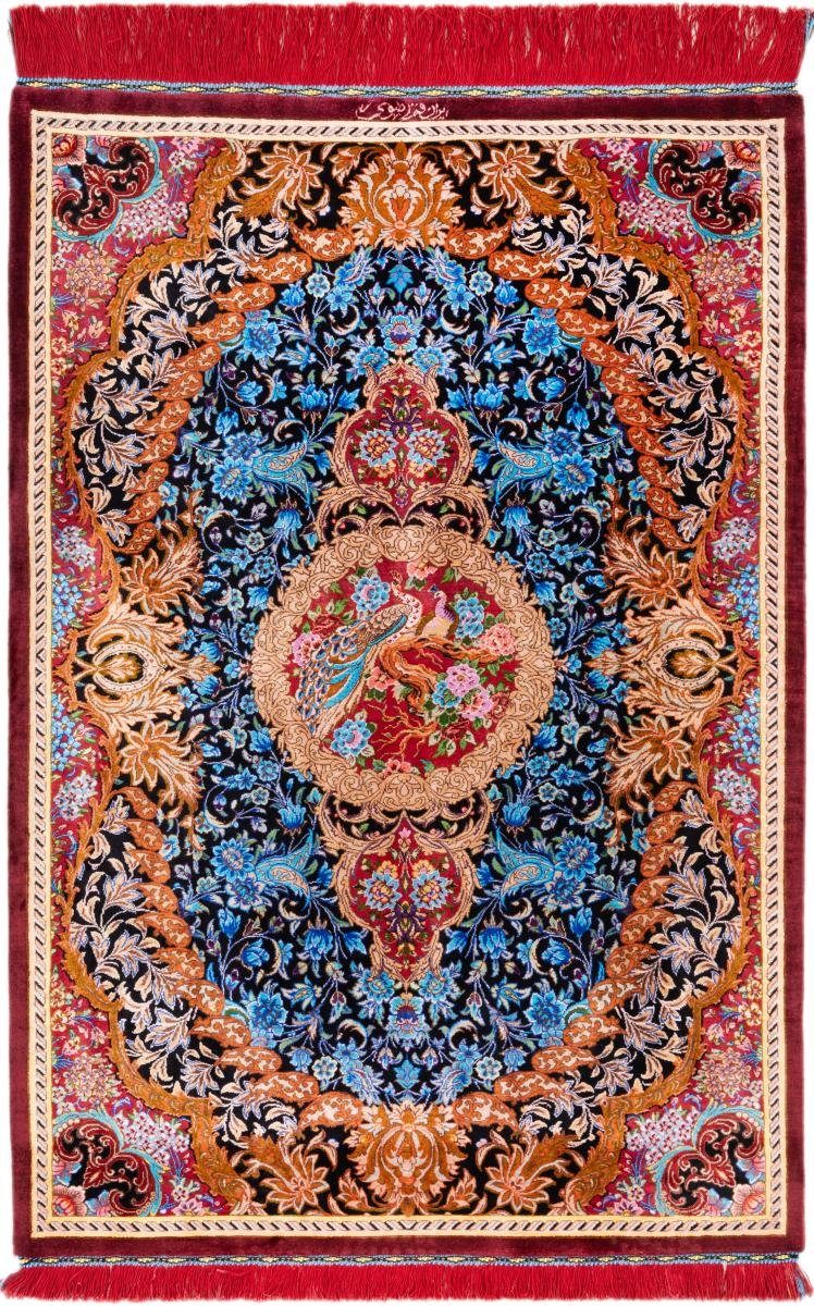 Mousavi Seidenteppich mm Höhe: Ghom Orientteppich, Seide Signiert rechteckig, 80x116 3 Trading, Handgeknüpfter Nain