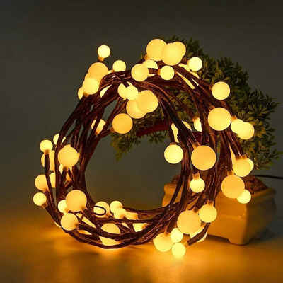 Elegear LED-Lichterkette Lichterkette 2,5M Lichtervorhang mit kleine Kugel, 72-flammig, Warmweiß, fensterbilder weihnachten mit 8 Modi, Stecker