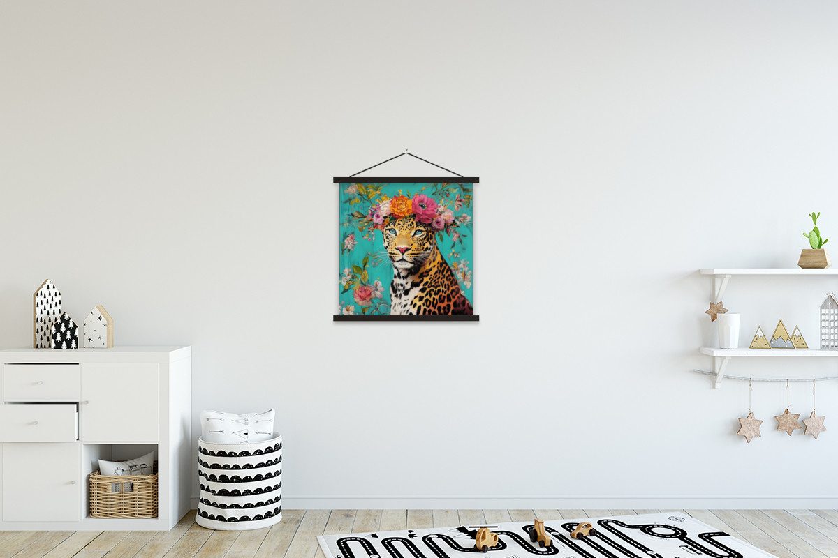 MuchoWow Poster Leopard - Blumen - günstig online kaufen