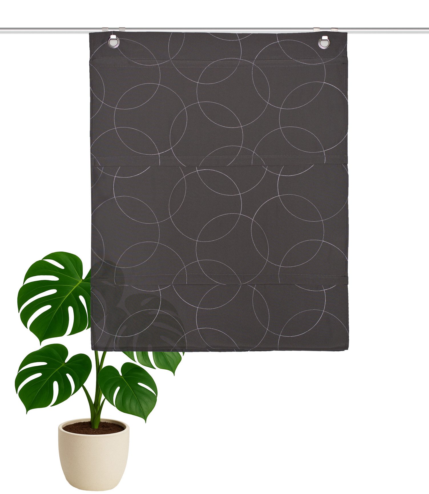 HOME WOHNIDEEN Magnetrollo ADALIA, mit Hakenaufhängung, ohne Bohren und Schrauben, bestickt