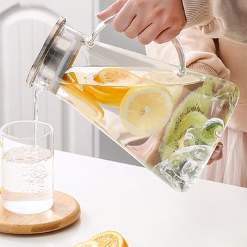 FELIXLEO Gläser-Set 1.8 Liter Glaskrug Wasserkaraffe mit Deckel Griffen