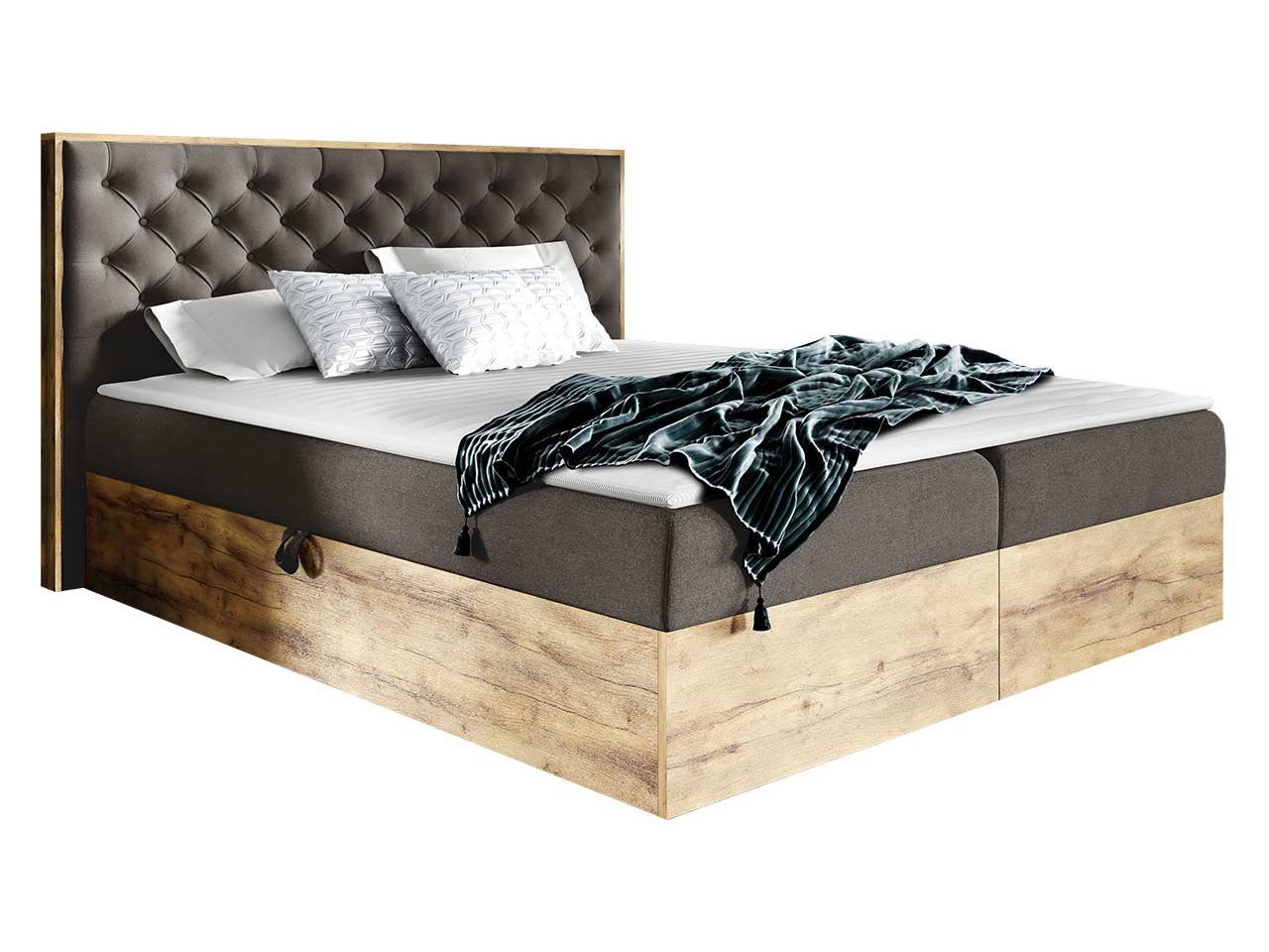 MIRJAN24 Boxspringbett Wood 3 (mit Hauptmatratze, günstig online kaufen