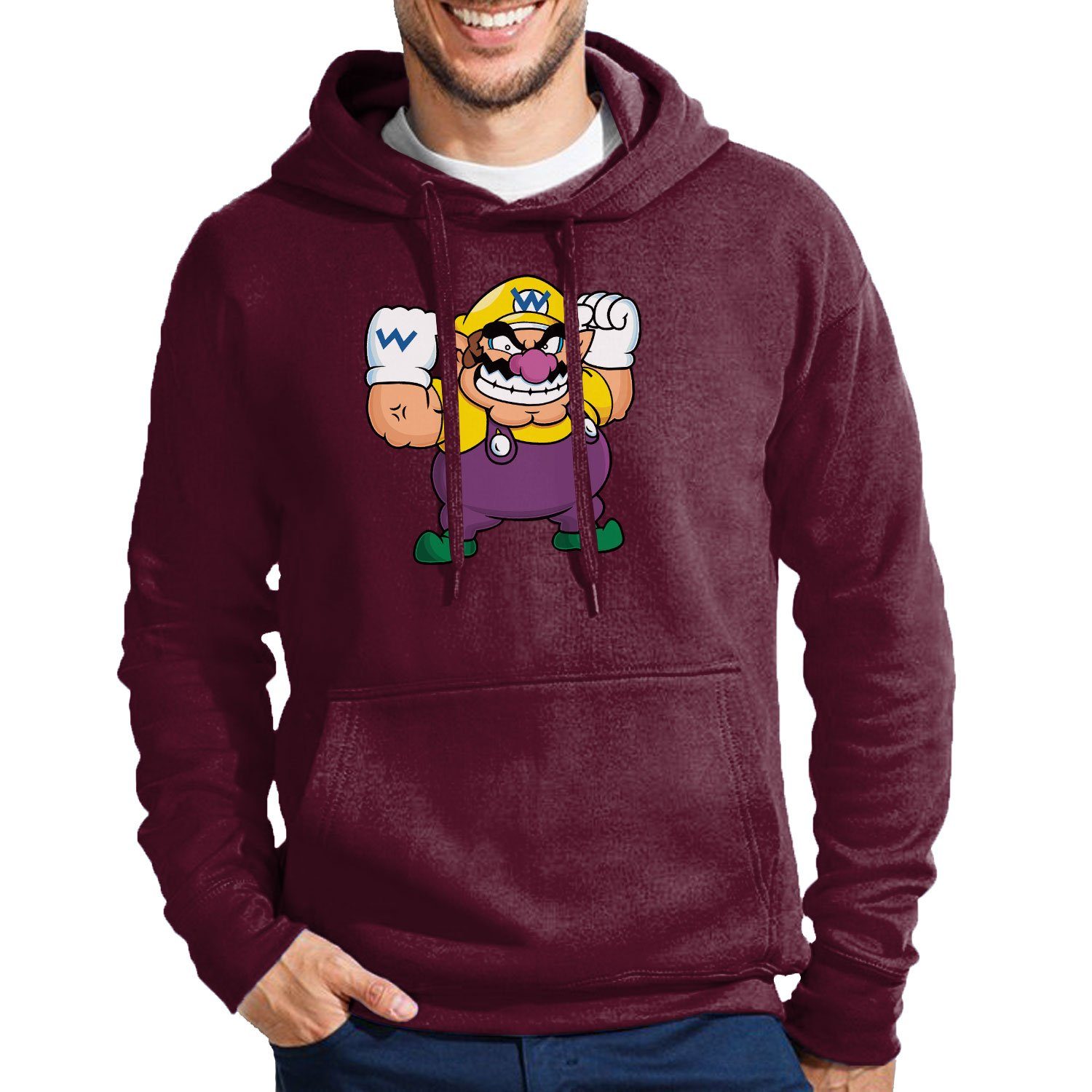 Blondie & Brownie Hoodie Herren Wario Mario Gumba Luigi Yoshi Gaming Mit Kapuze Burgund