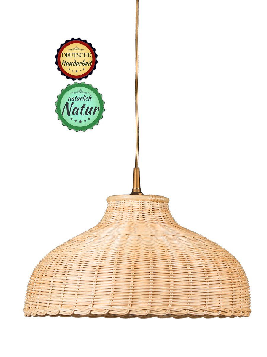 Helios Leuchten Pendelleuchte Rattan, Korblampe, Rattanlampe skandinavischer Stil, Boho Hängelampe, für Esstisch Küche Wohnzimmer, handgefertigtes Produkt