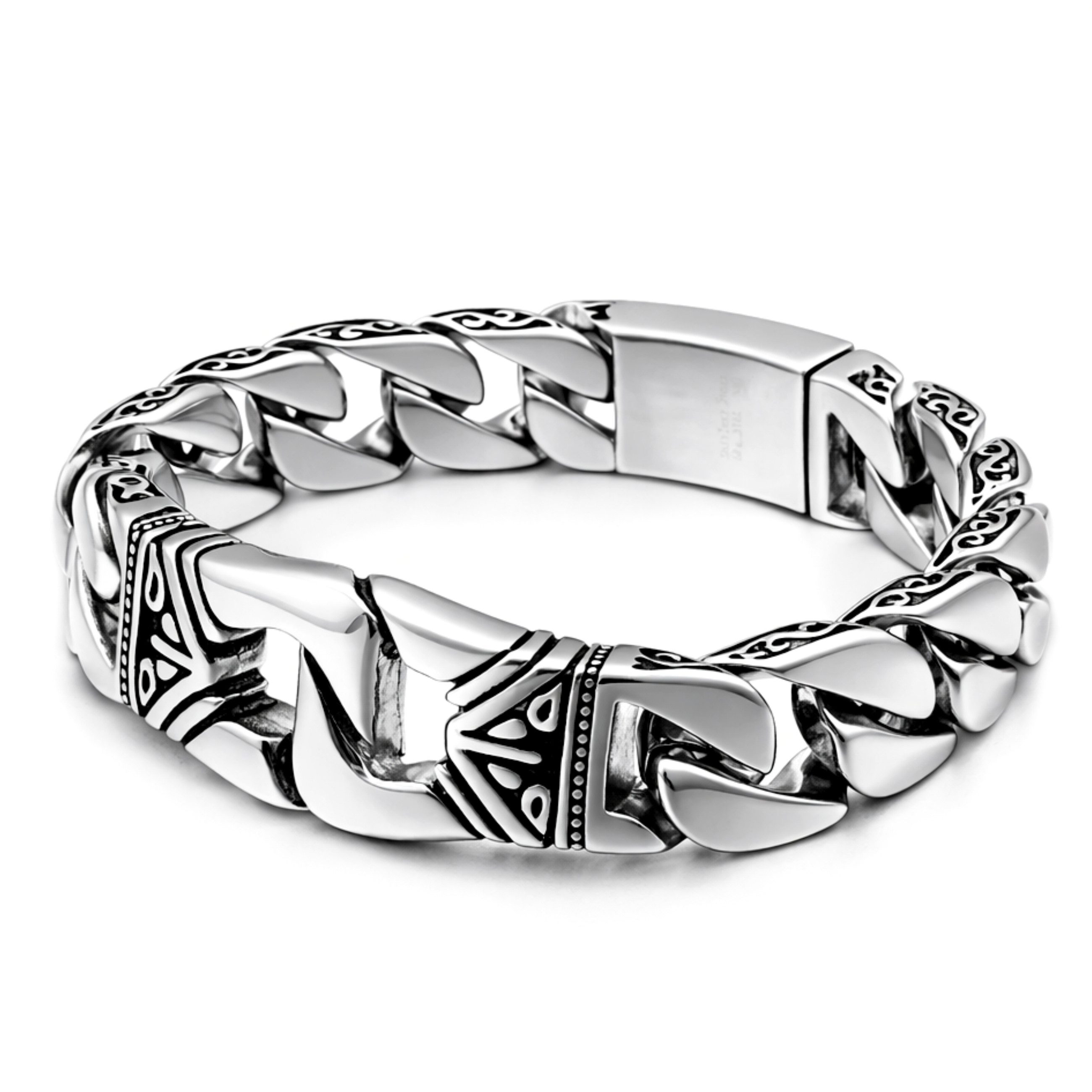 UNIQAL.de Edelstahlarmband Panzerarmband Herren "SILVER SKULL" Edelstahlarm günstig online kaufen