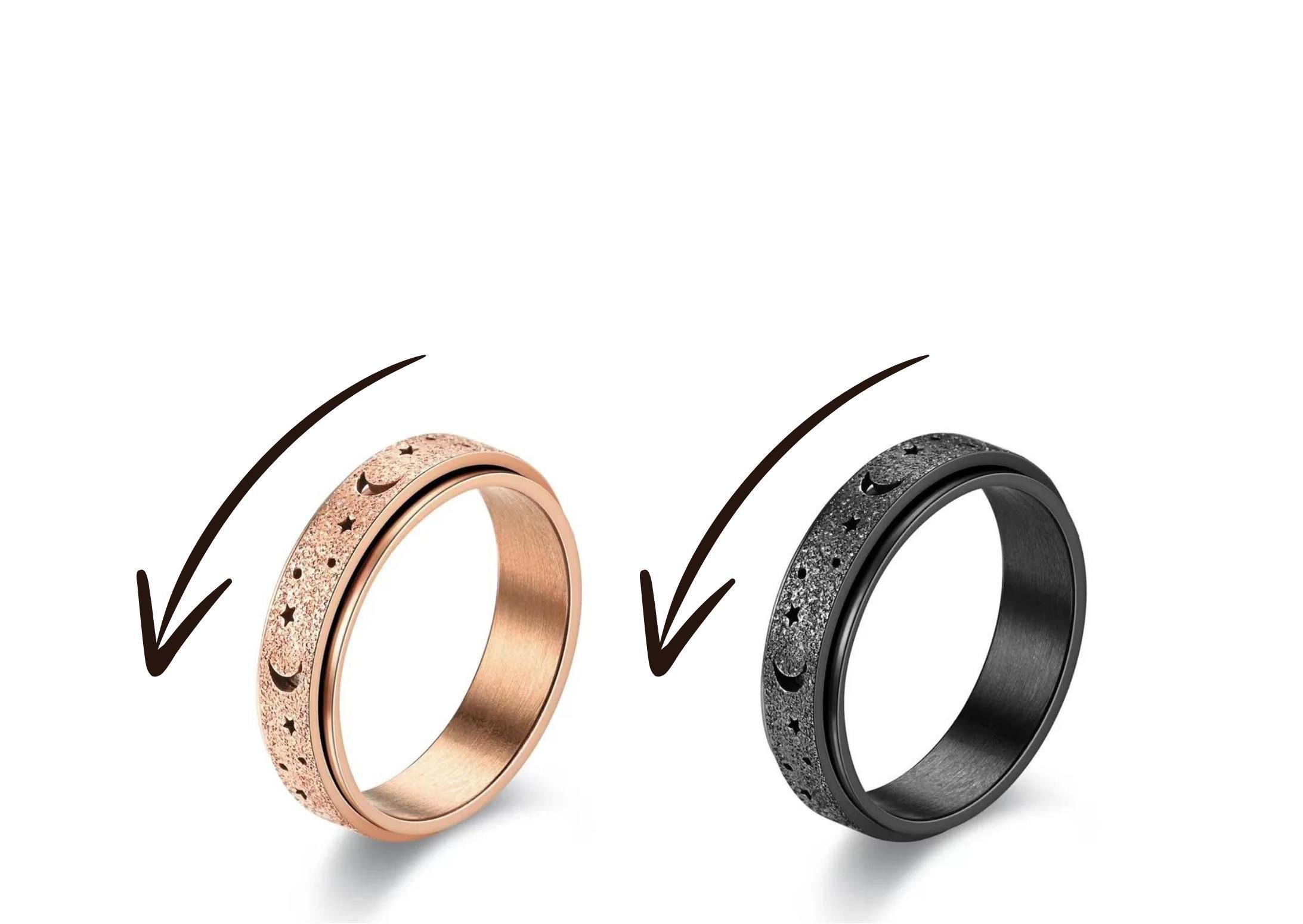 Eyecatcher Fingerring Anti Stress Fidget Ring Mond Sterne Anxiety Ring Lang günstig online kaufen