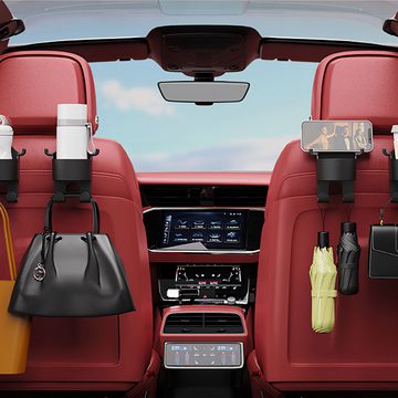 DOPWii Auto-Rückenlehnentasche 2pcs/4pcs multifunktionale Auto Sitzrückenlehne Haken (2-tlg), Auto Rücksitz Kopfstütze Becherhalter, Handy-Halter mit Haken