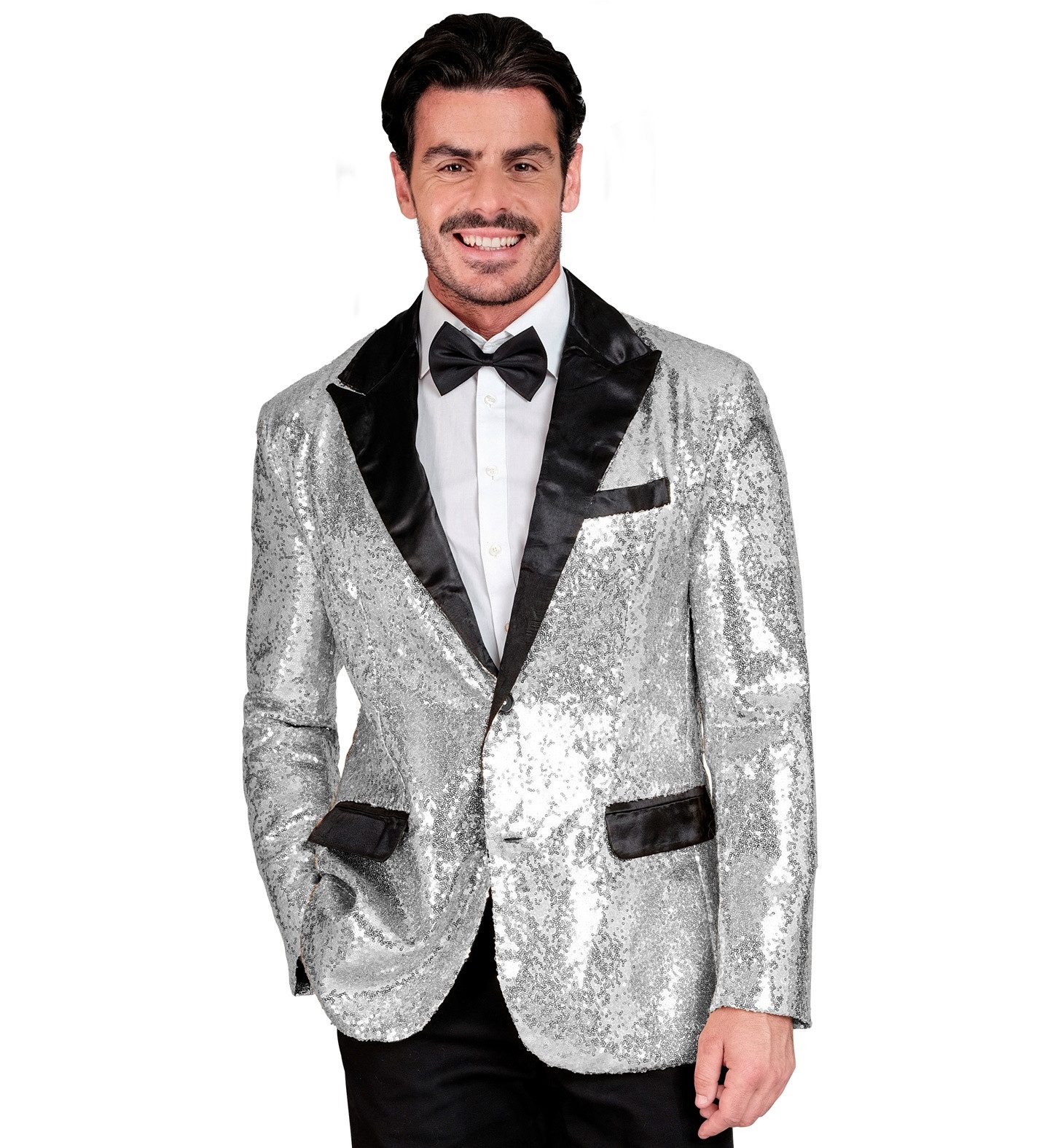Widmann S.r.l. Kostüm Pailletten Jackett 'Glitter' für Herren, Silber