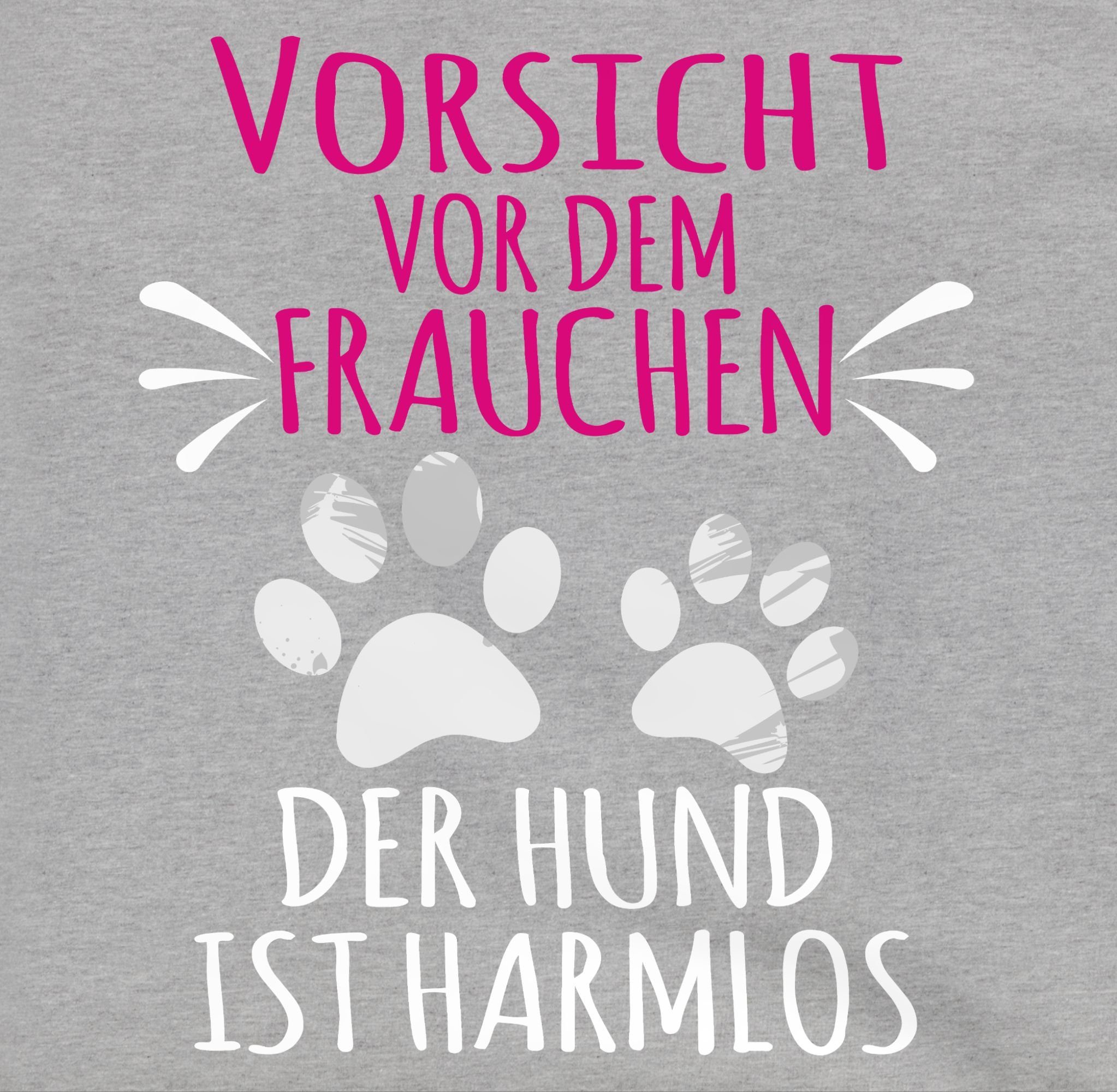 Damen Pullover Shirtracer Hoodie Vorsicht vor dem Frauchen - Pfotenabdrücke - weiß - Geschenk für Hundebesitzer - Damen Premium 