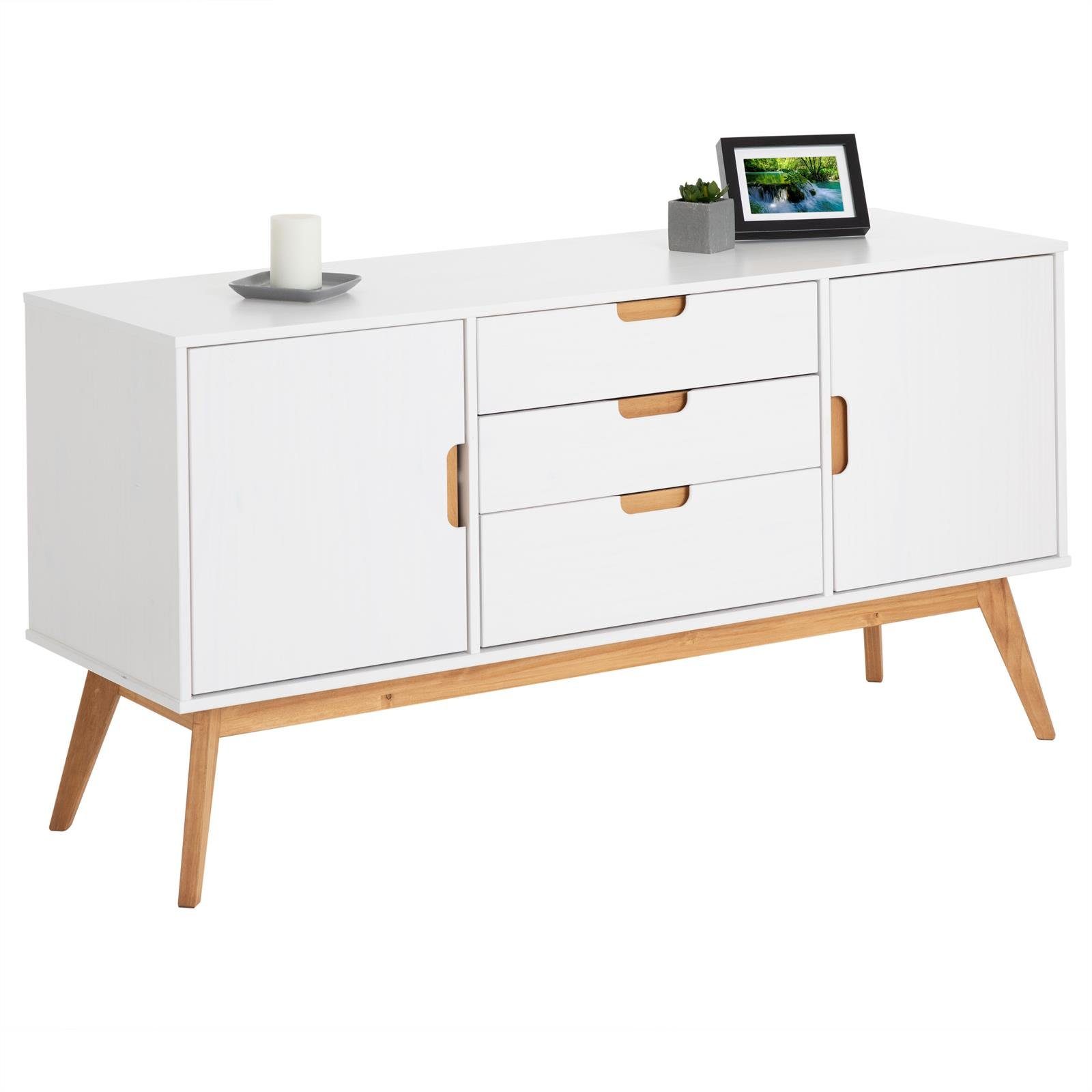 IDIMEX Sideboard TIVOLI, Sideboard Kommode Anrichte Kiefer massiv 2 Türen weiß skandinavisches