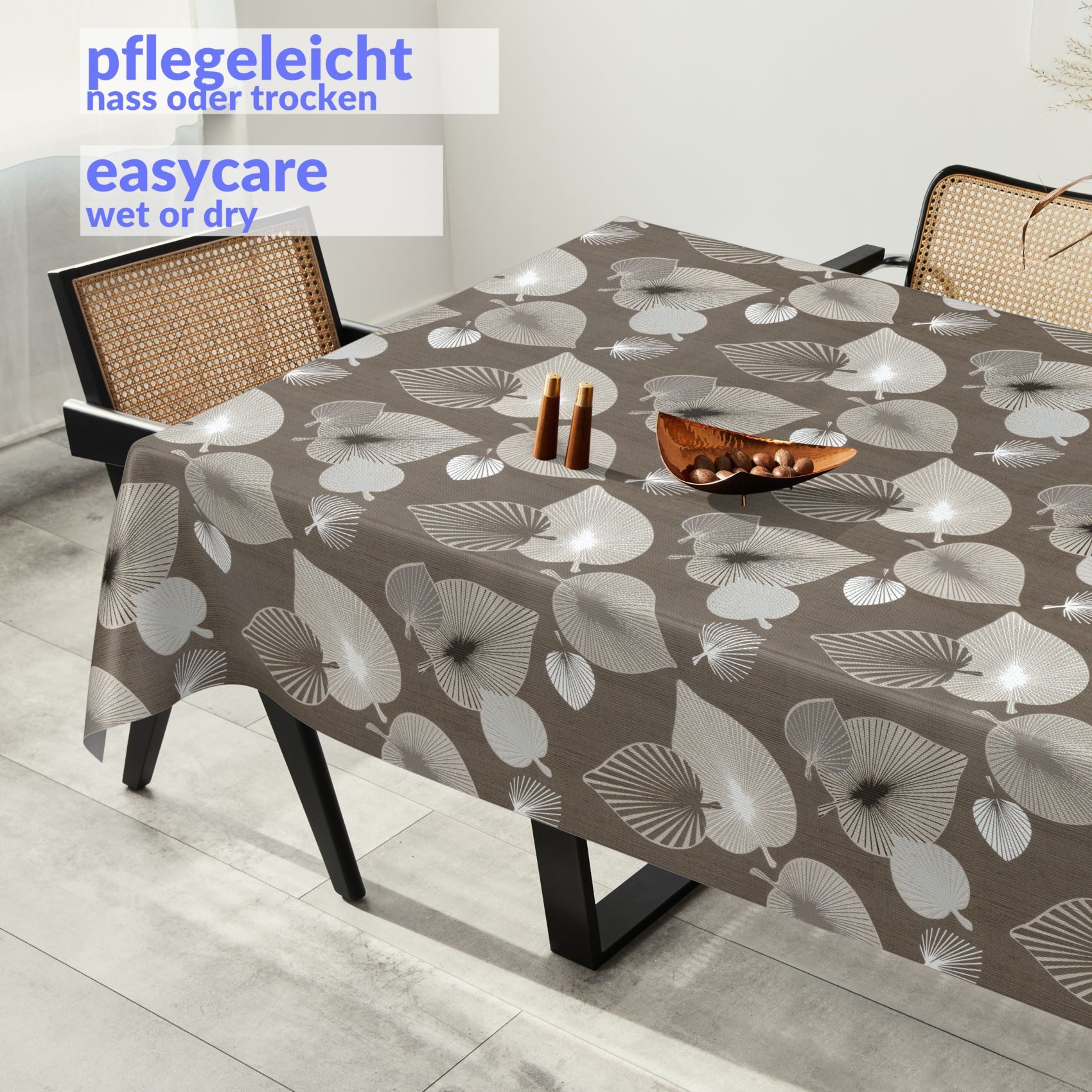 ANRO Tischdecke Besonders Feine Wachstuchtischdecke Premium Gartentischdecke (Einzelstück 1-tlg), Prägung 140x100cm wasserabweisend