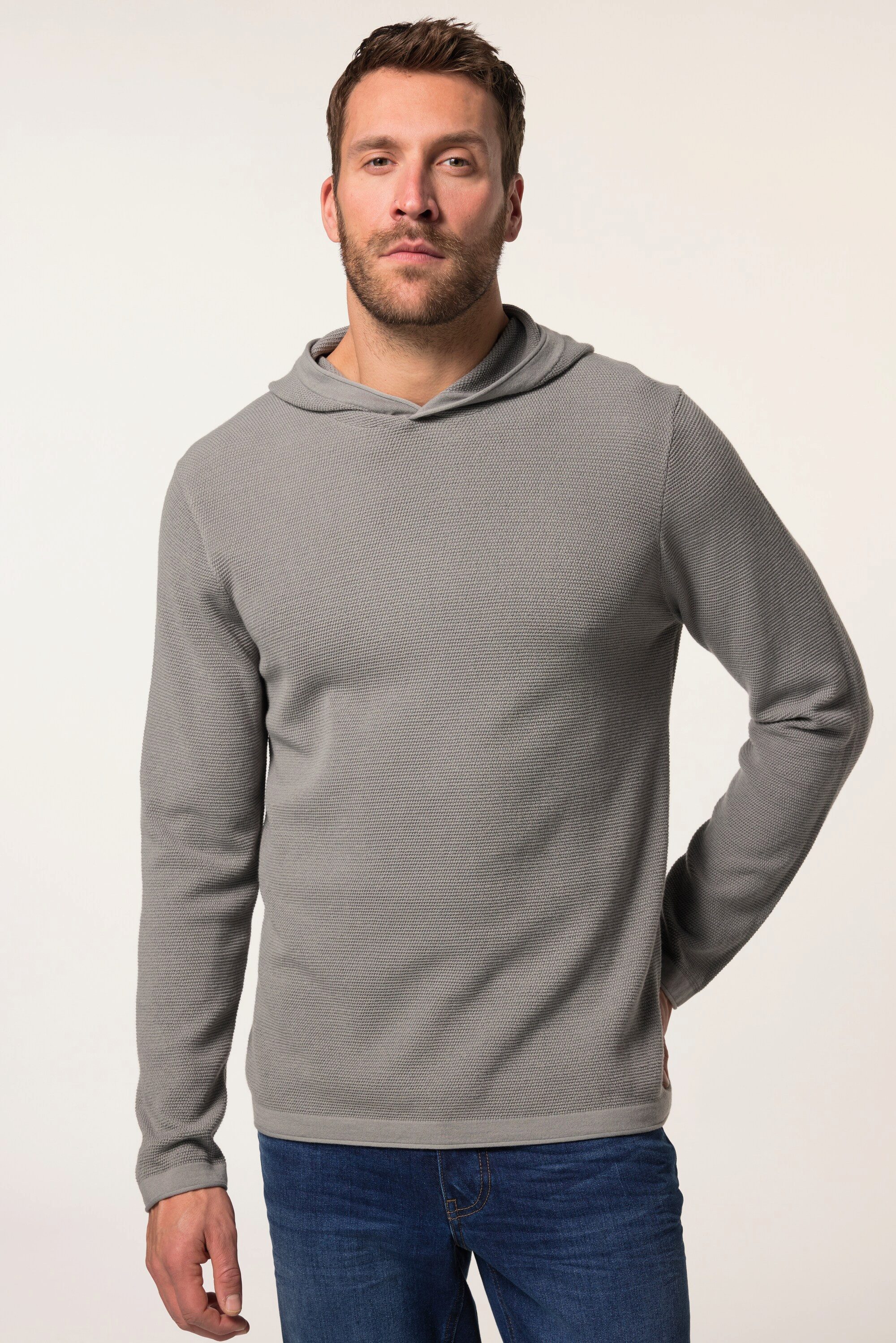 Rundhalspullover Strickhoodie Kapuze