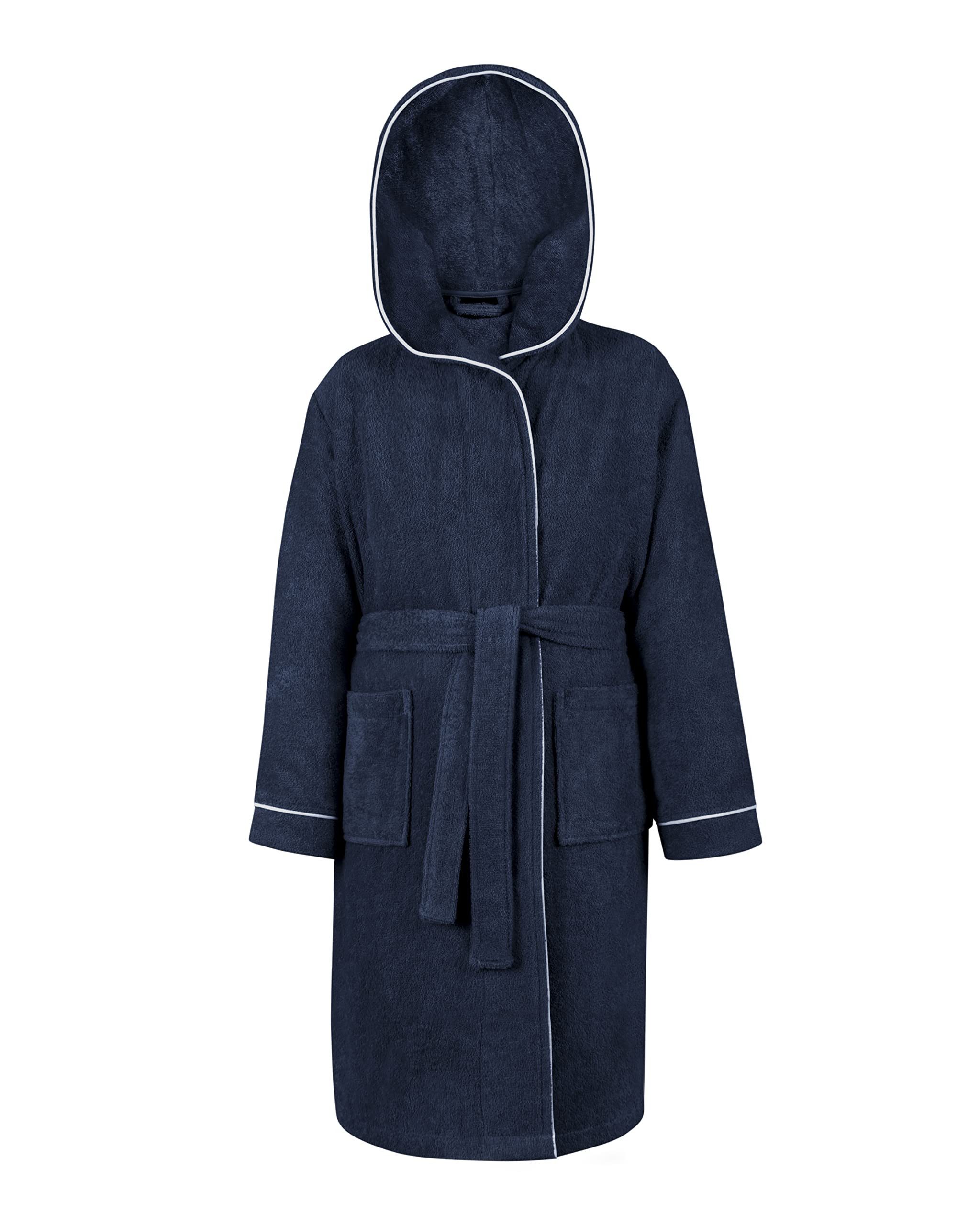 Laynenburg Kinderbademantel - Bademantel Kinder Frottee mit Kapuze aus Baumwolle, - in den flauschigen Größen von 110 - 176 für Mädchen, Junge, Teenager