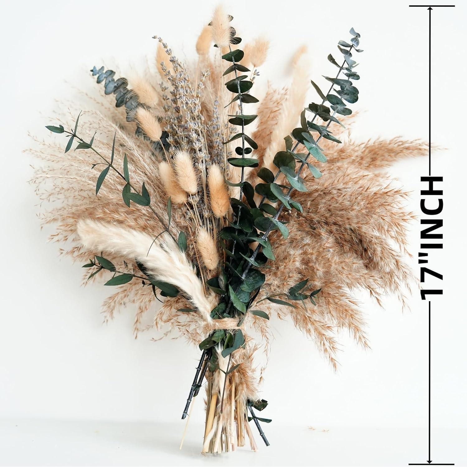 Trockenblume Deko Trockenblumen Pampasgras Eucalyptus Boho Stil Wohnzimmer, LuxusKollektion