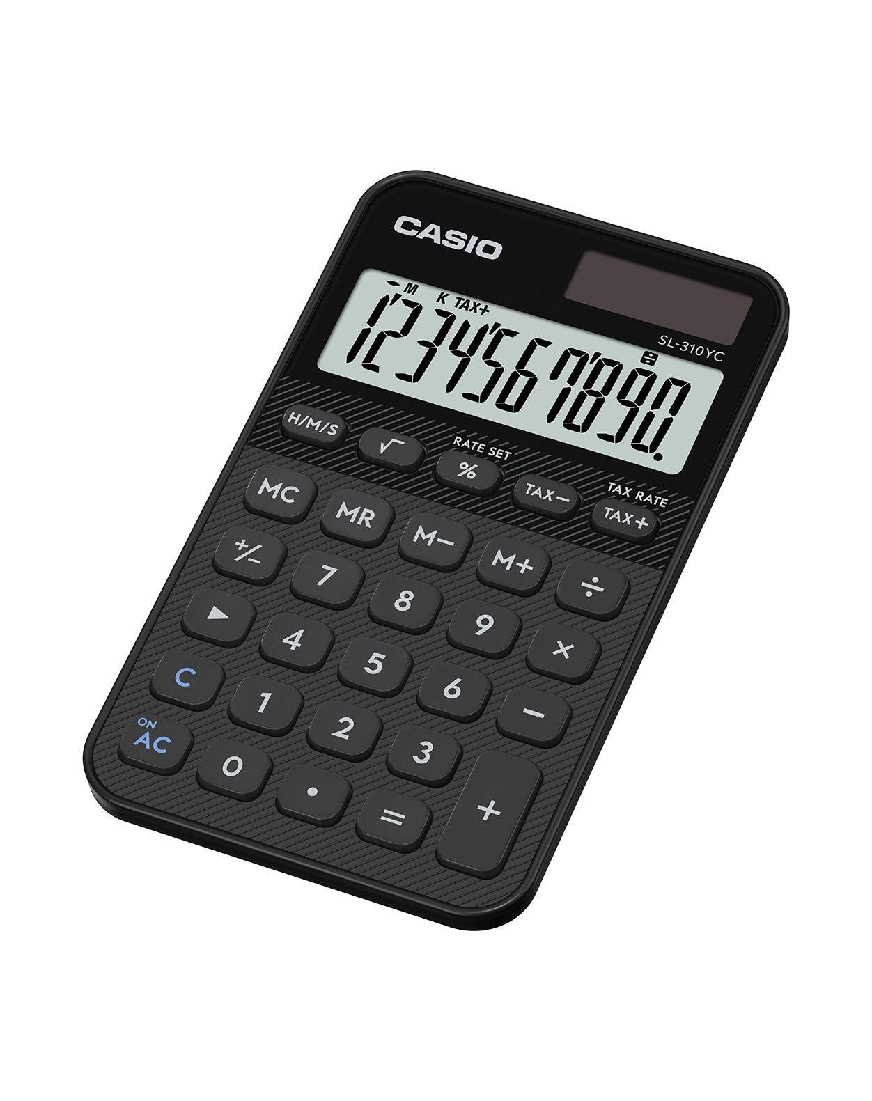 CASIO Taschenrechner SL-310YC, Solar- und Batteriebetrieb, 10-stelliges LC-Display, Rechenfunktionen