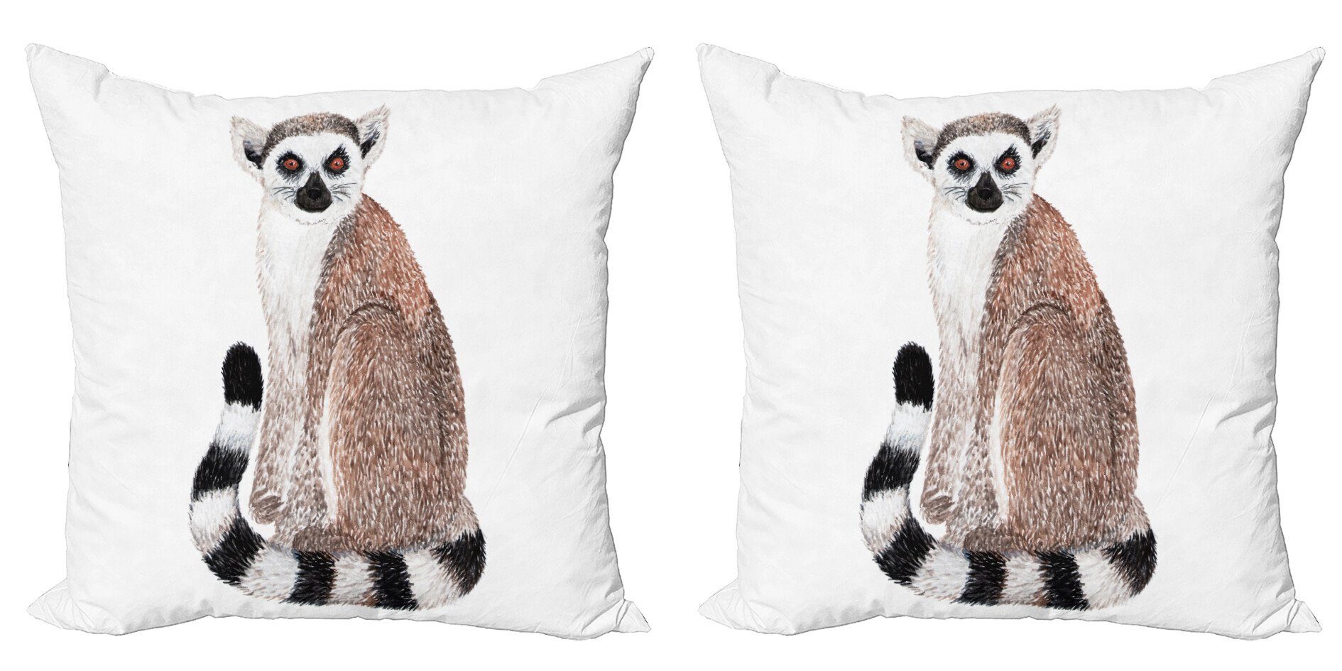 Accent Kissenbezüge Lemur Art Stück), (2 Modern Doppelseitiger Wild Abakuhaus Animal Digitaldruck, Aquarell