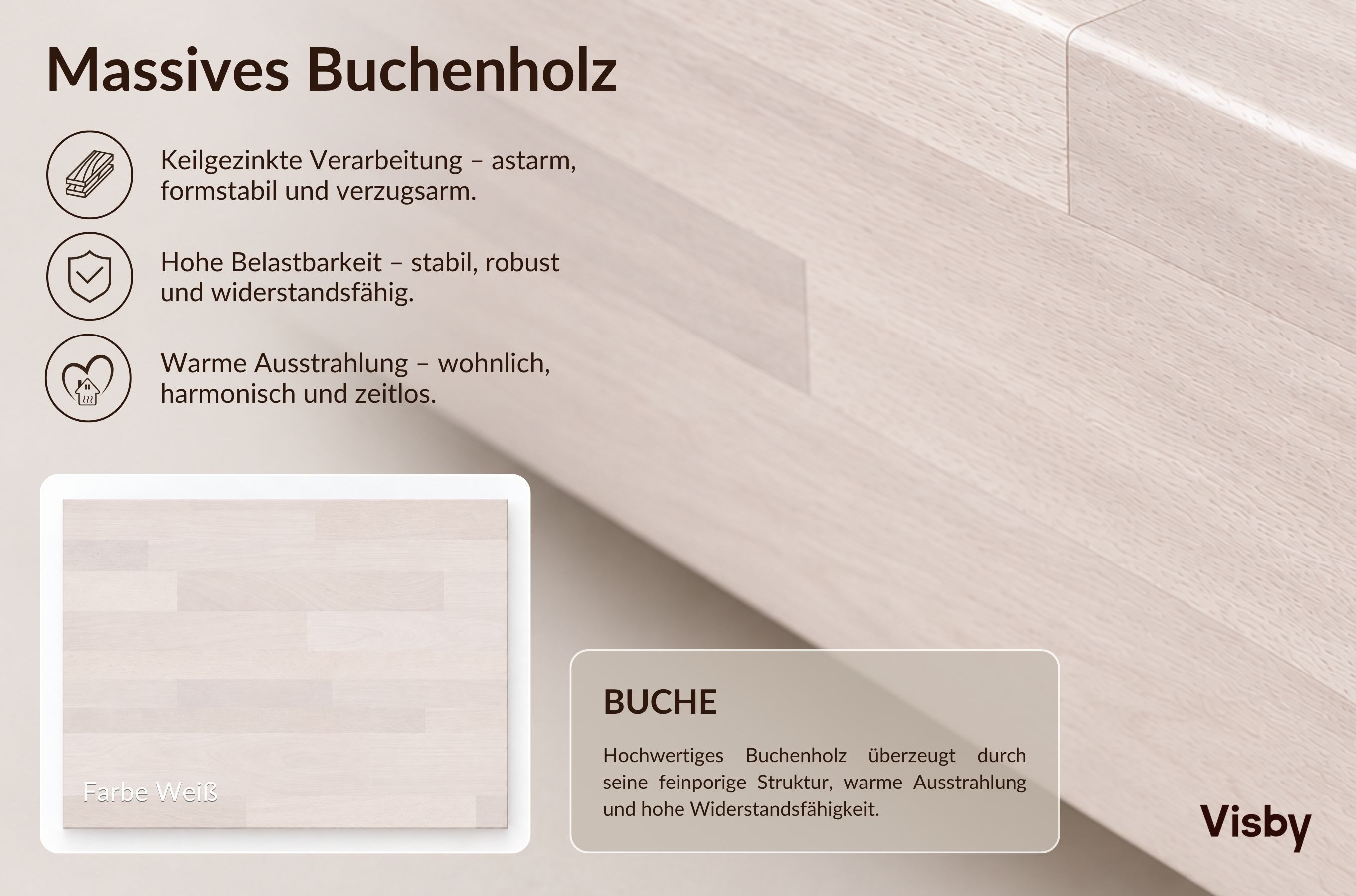 Visby Holzbett Lena (2-tlg., Buchenbett mit schwebender effekt), 120/200, Buche - lackiert, Weiß – Bild 5 von 5