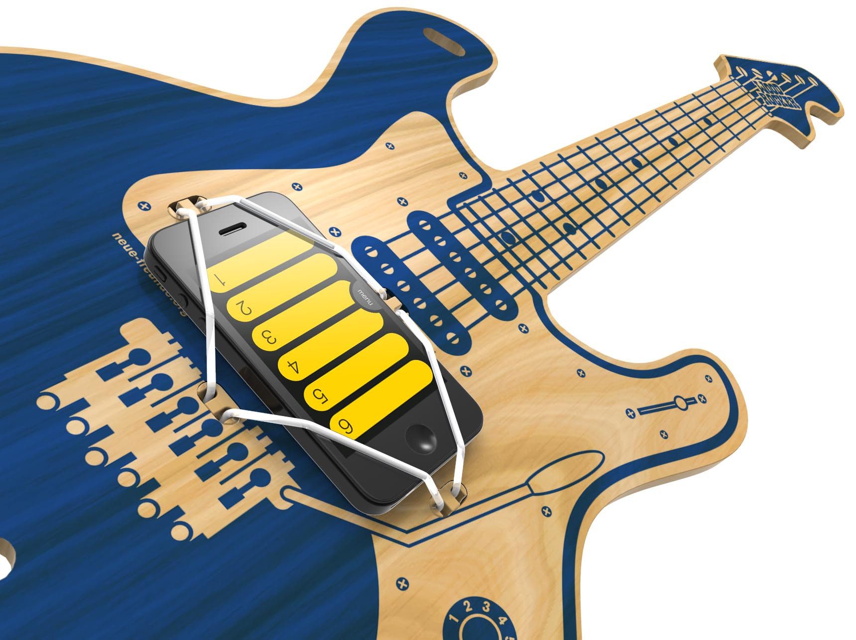 Neue Freunde Spiel-Gitarre Woodrocker, (die "smarte" Luftgitarre), funktioniert mit APP