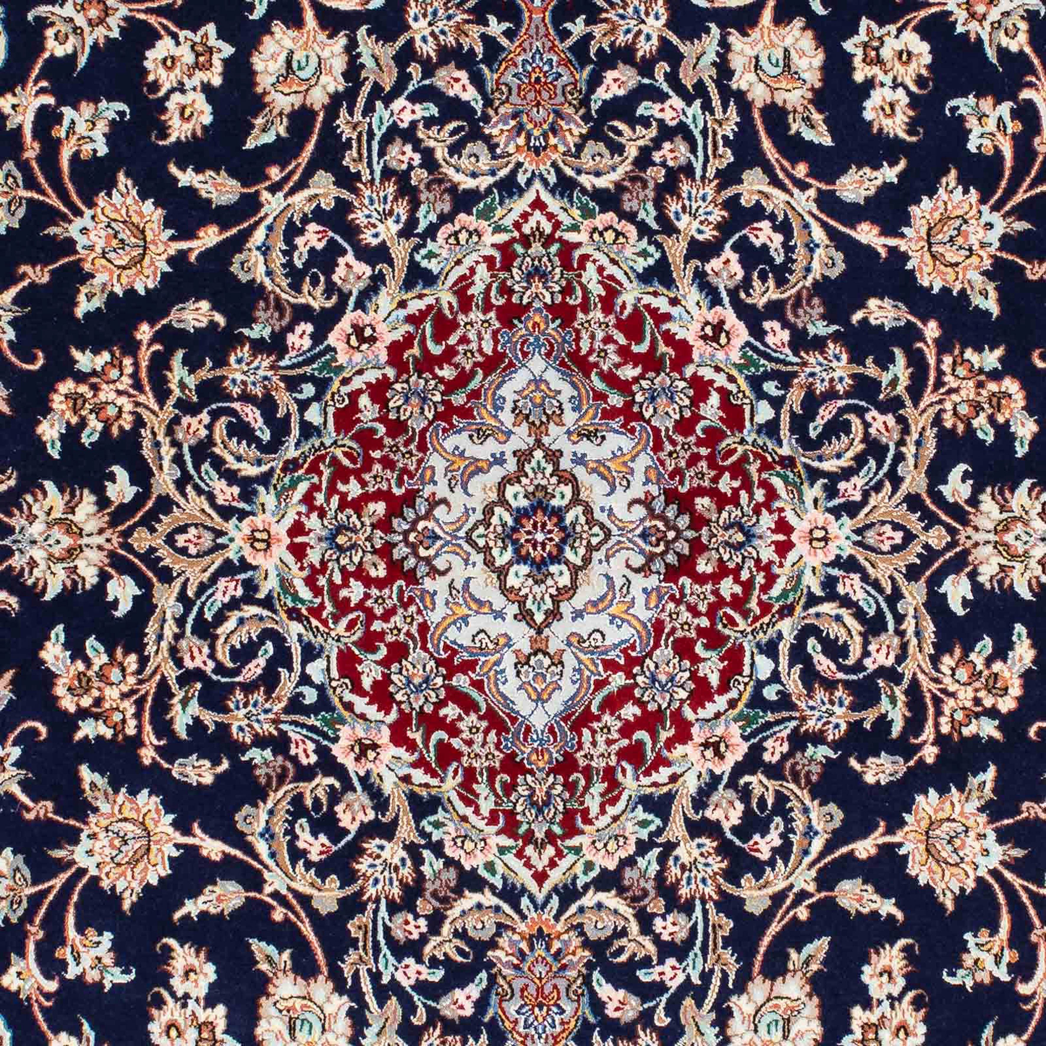 cm 130 Perser Isfahan Premium 6 x Einzelstück - rechteckig, - Zertifikat Handgeknüpft, - - Höhe: Orientteppich mit Wohnzimmer, 200 dunkelblau, morgenland, mm,