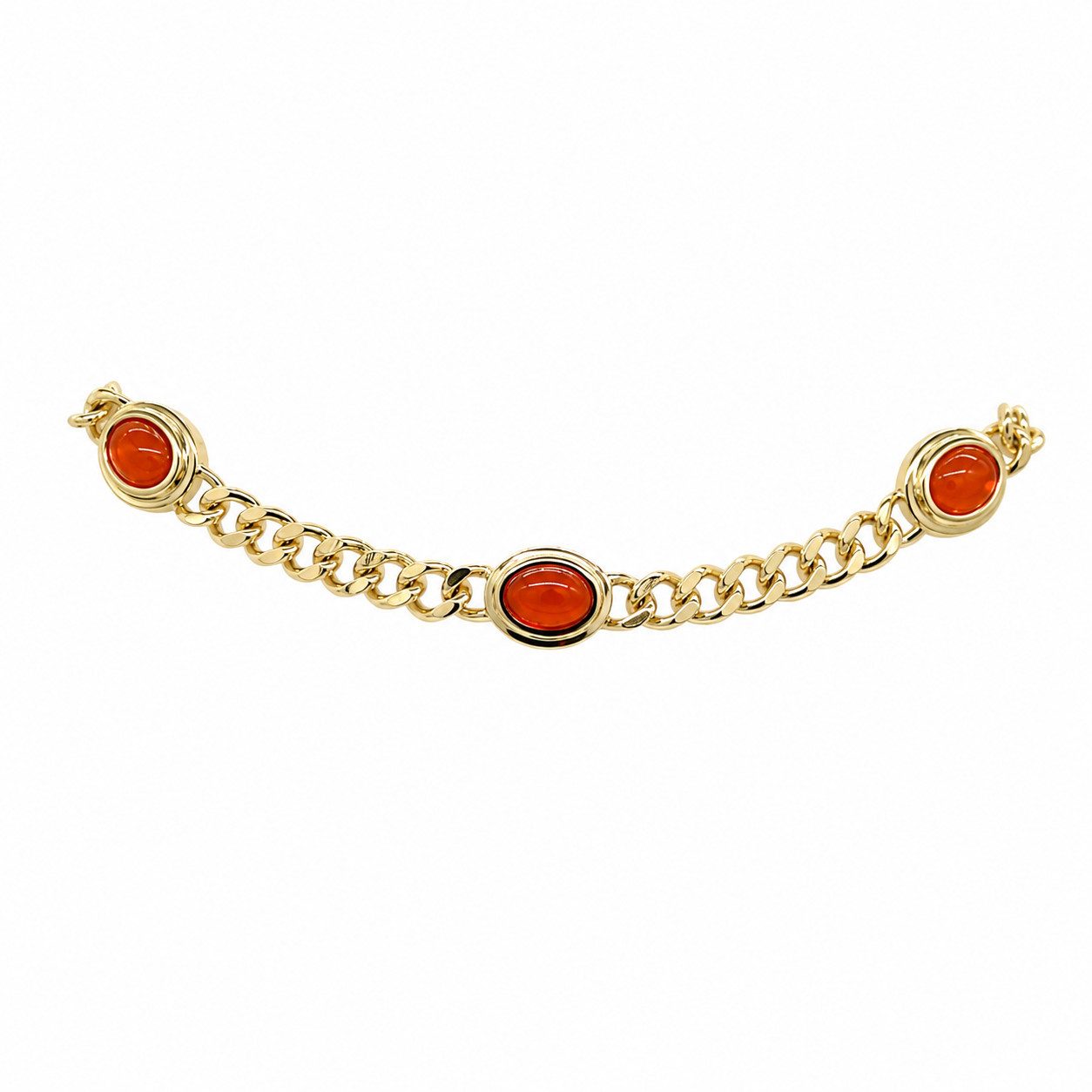 Sogni d'oro Gliederarmband "Opalglut" mit orangenem Kristallopal, Silber 925 vergoldet