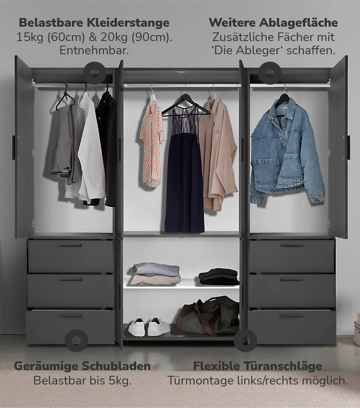 mokebo Kleiderschrank Der Grenzenlose (6-Türig & günstig online kaufen