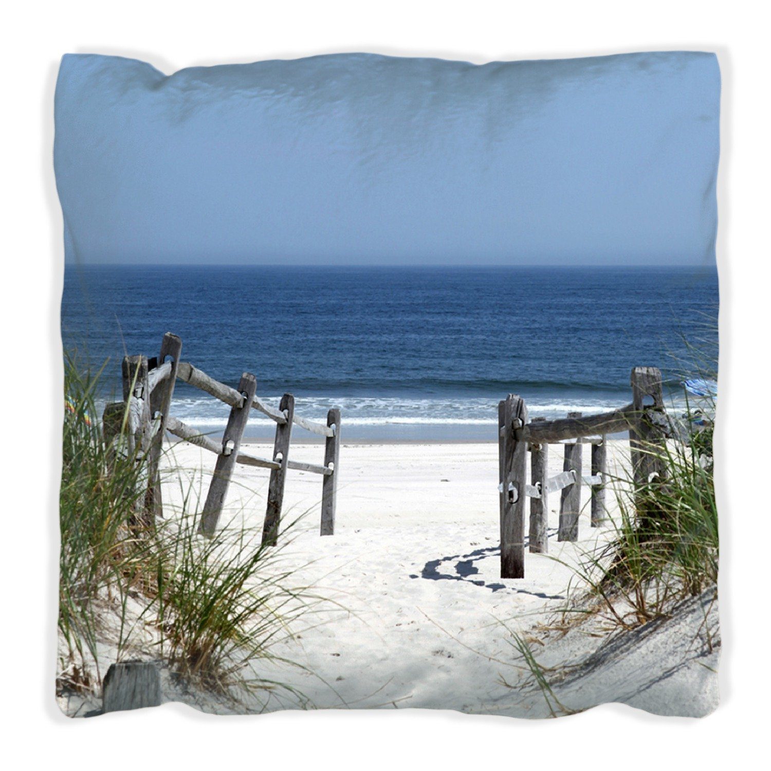 handgenäht Strand, Dekokissen Wallario Blick auf