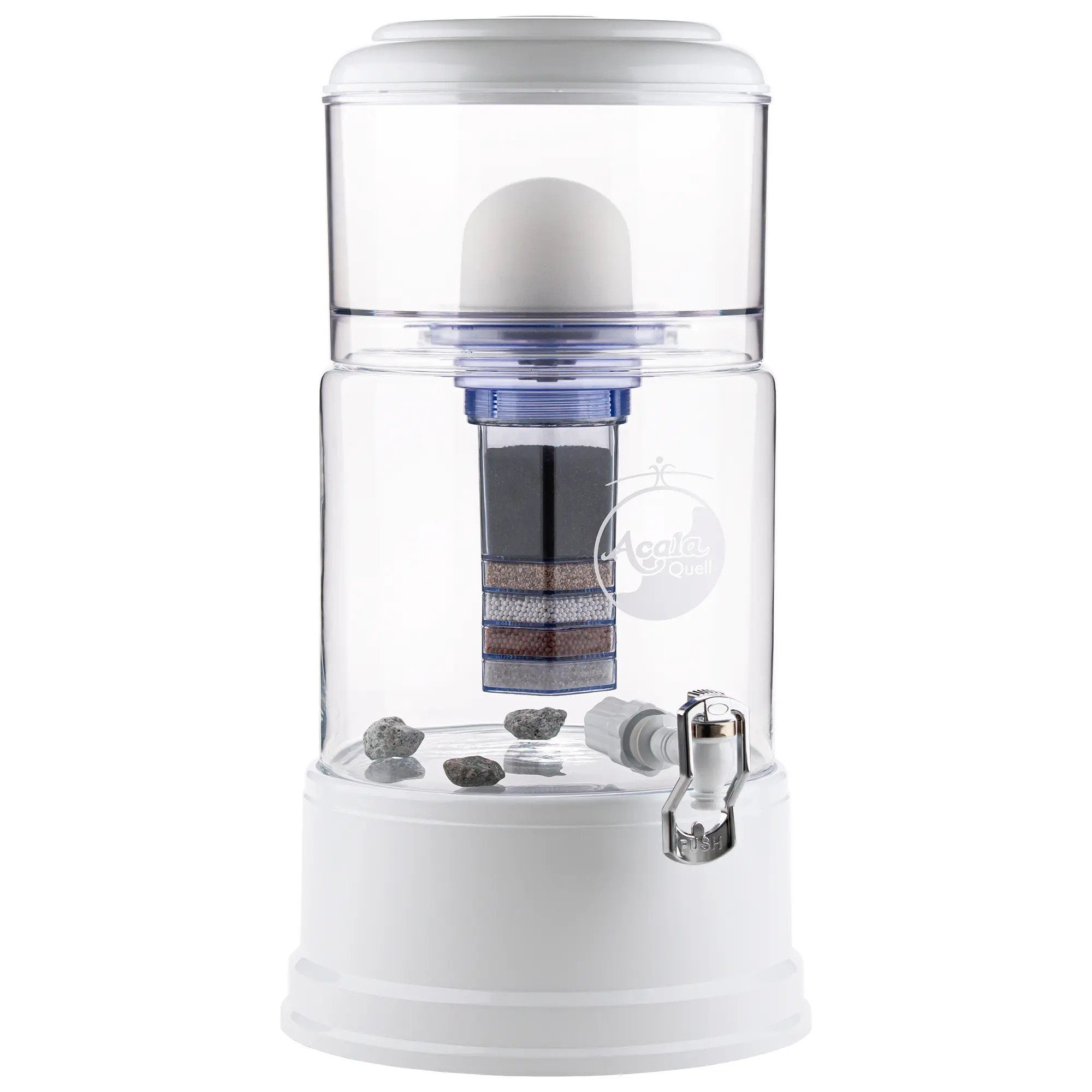 AcalaQuell Wasserfilter Standfilter Smart - mit handgefertigtem Glasbehälter (8 Liter), ideal für 2-4 Personen