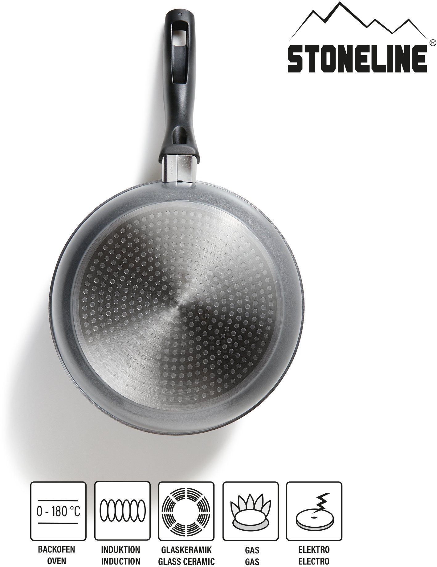 STONELINE Topf-Set, Aluminium (Set, 5-tlg., Bratentopf 20 cm, Kochtopf 20 cm, Kasserolle 18 cm, Pfanne 20/24 cm), Induktion
